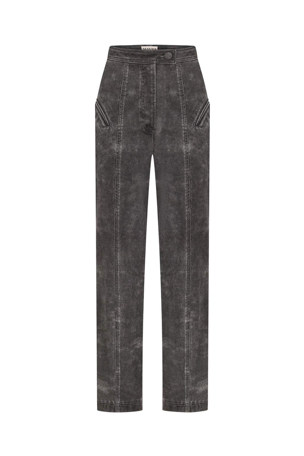 Curved-Slit Weathered Pants in Gray