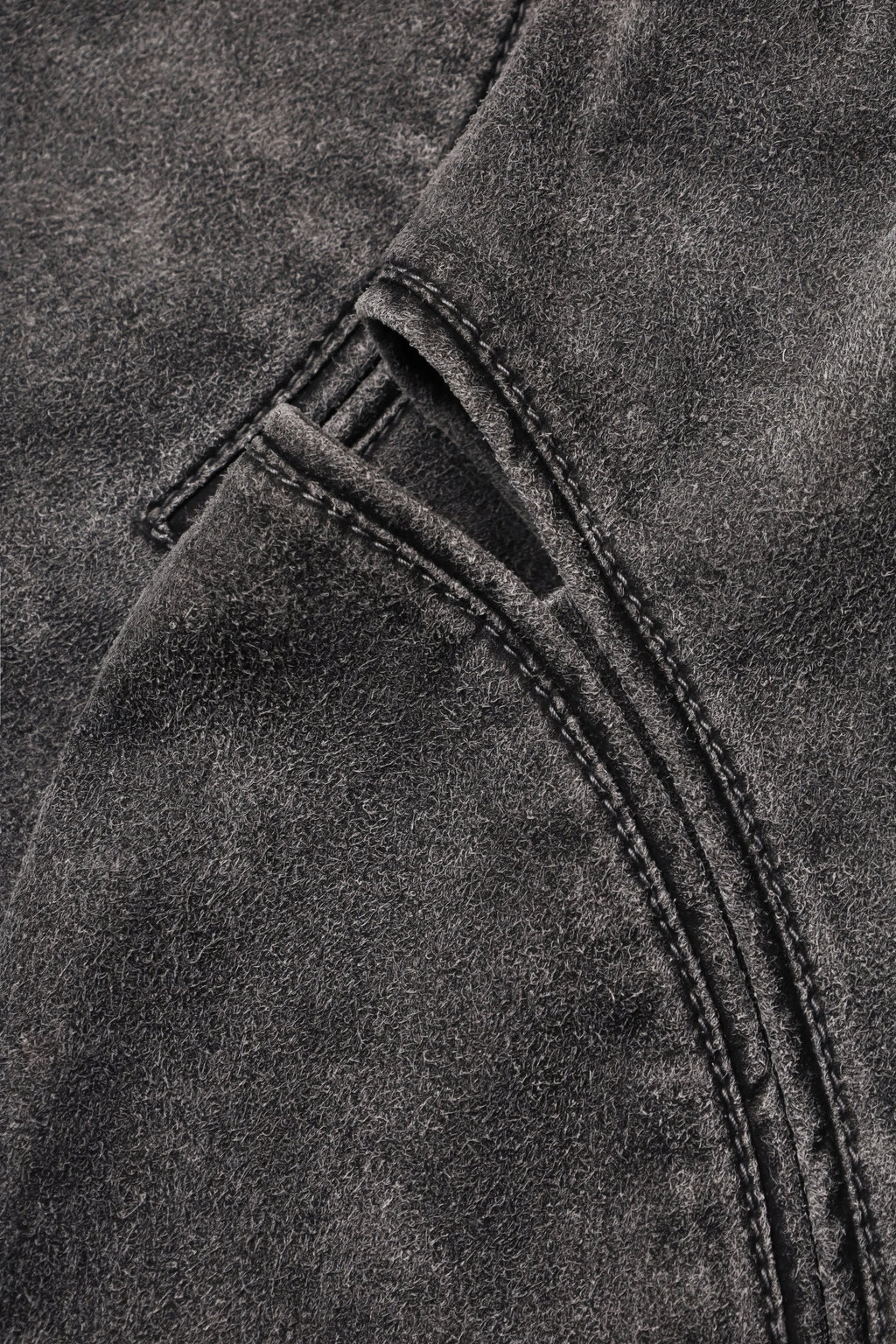 Curved-Slit Weathered Pants in Gray