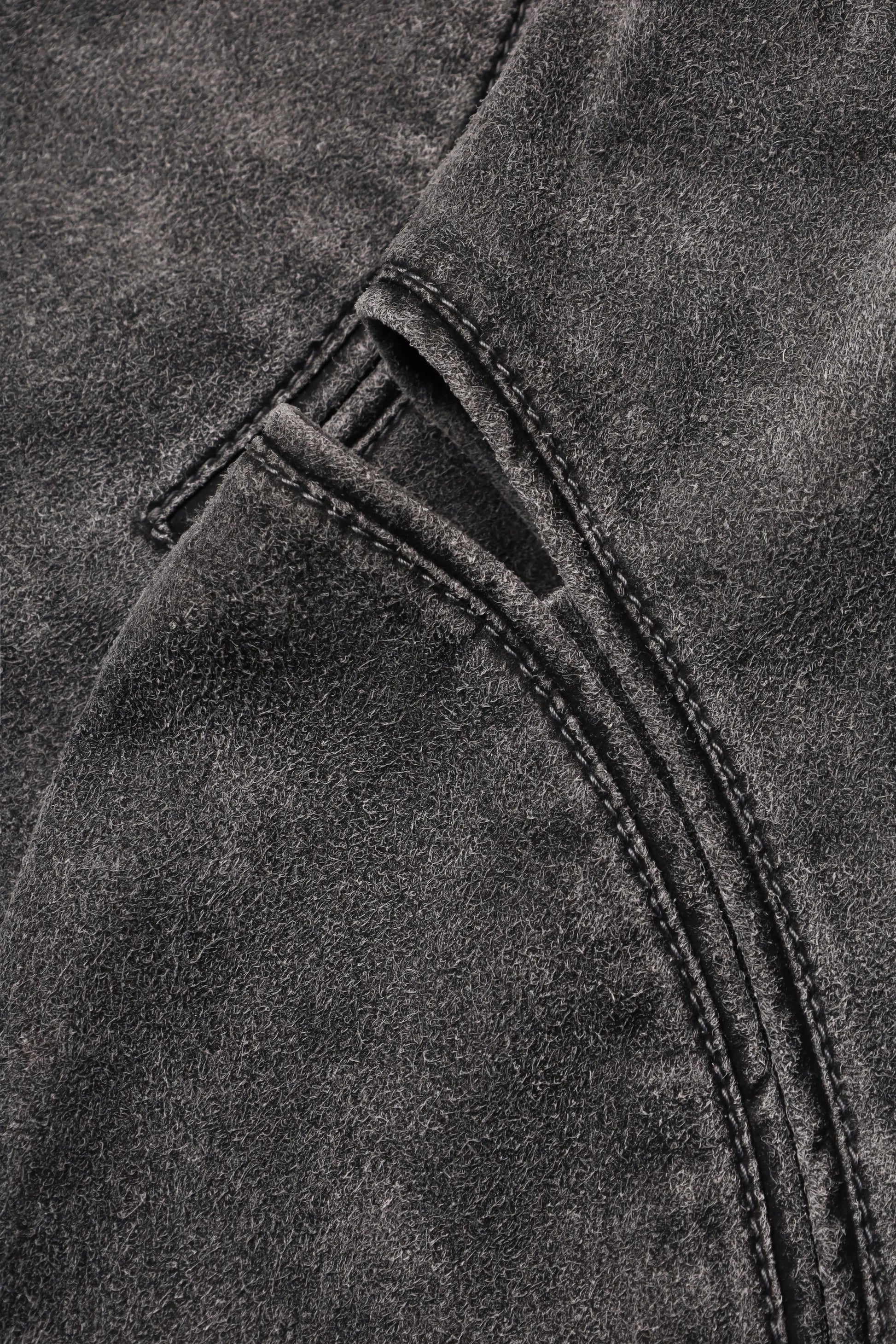 Curved-Slit Weathered Pants in Gray