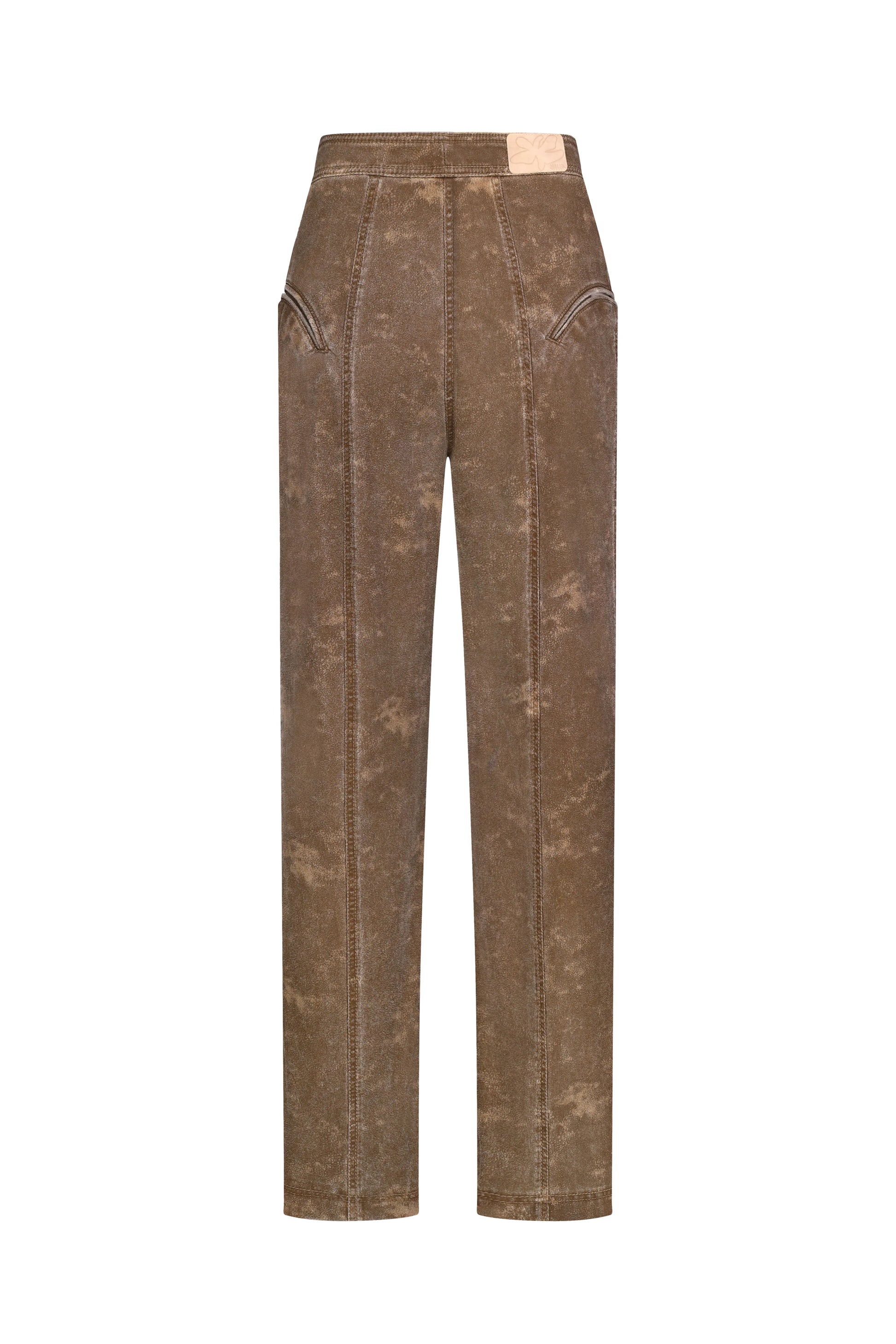 Curved-Slit Weathered Pants in Brown