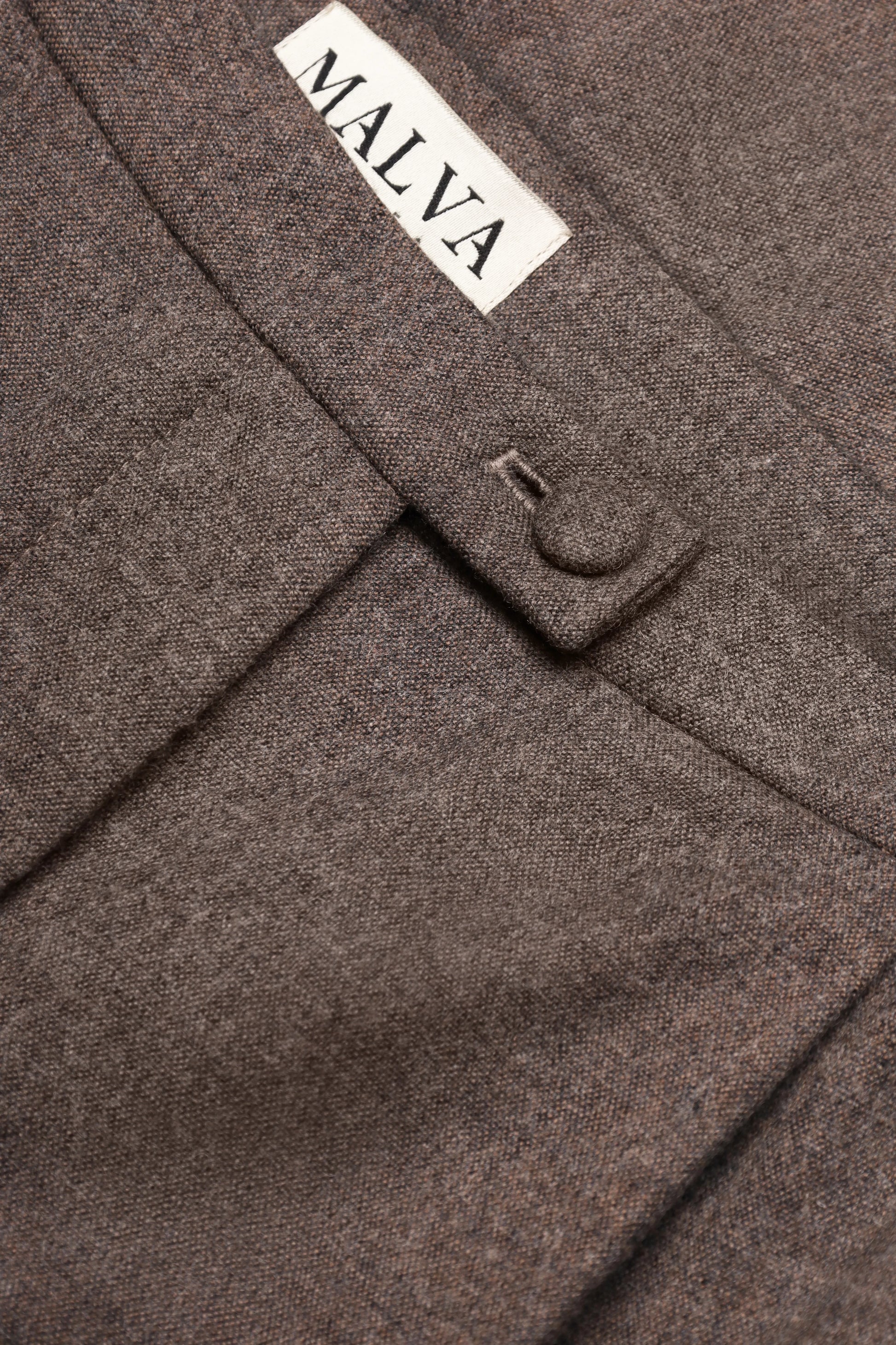 Curved-Slit Tailored Pants in Brown