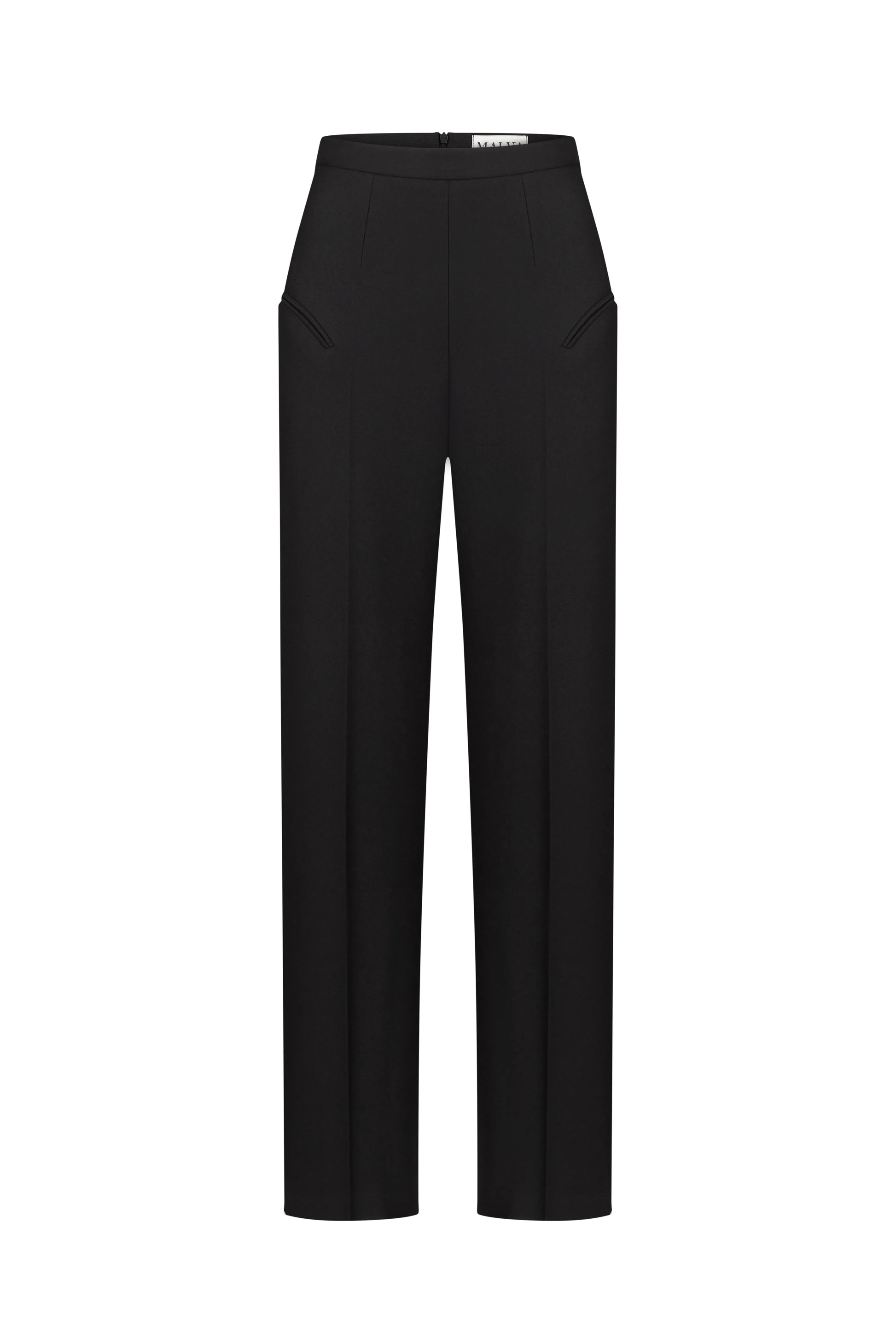 Pressed-Crease Tailored Pants in Black