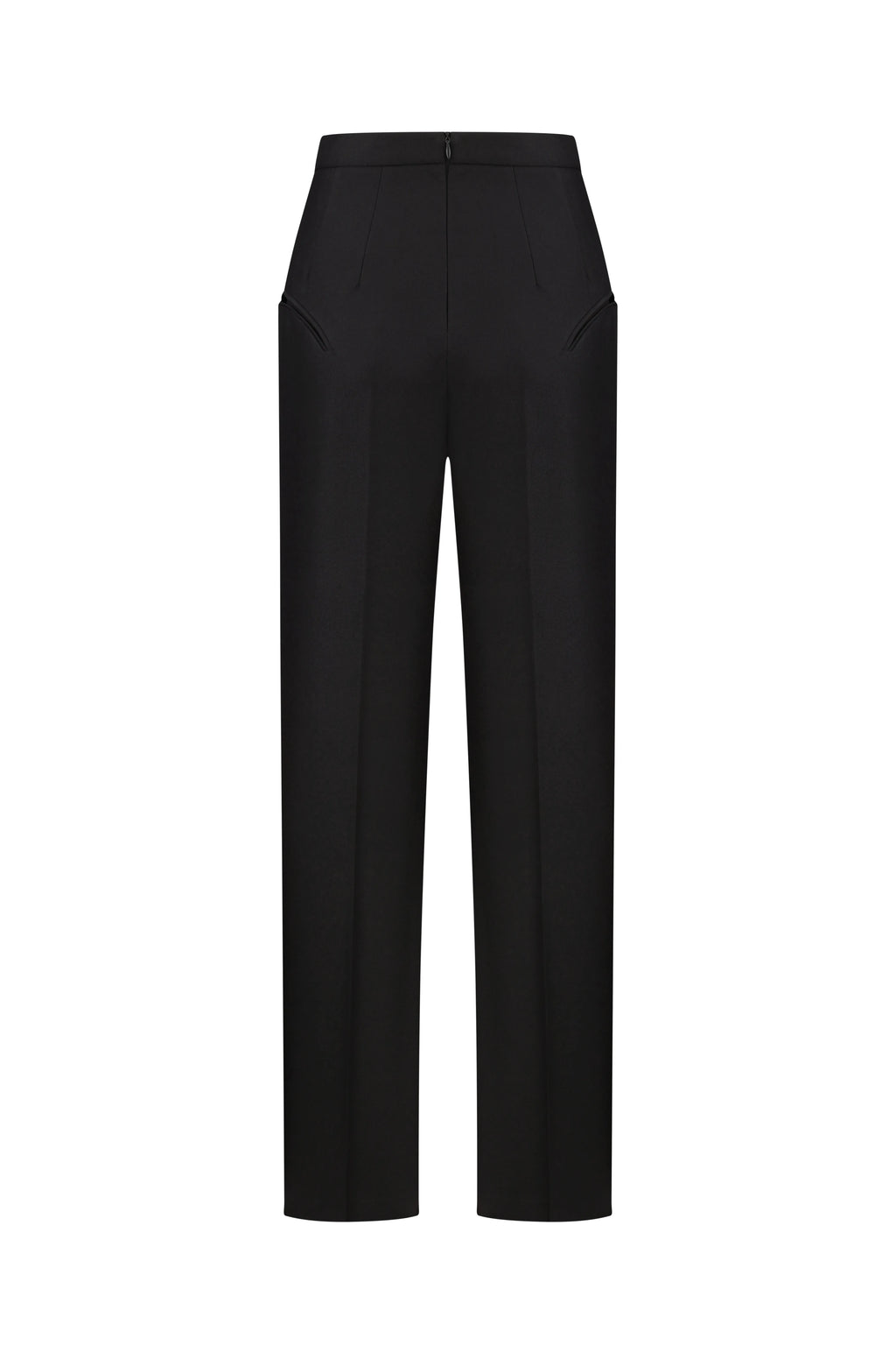 Pressed-Crease Tailored Pants in Black