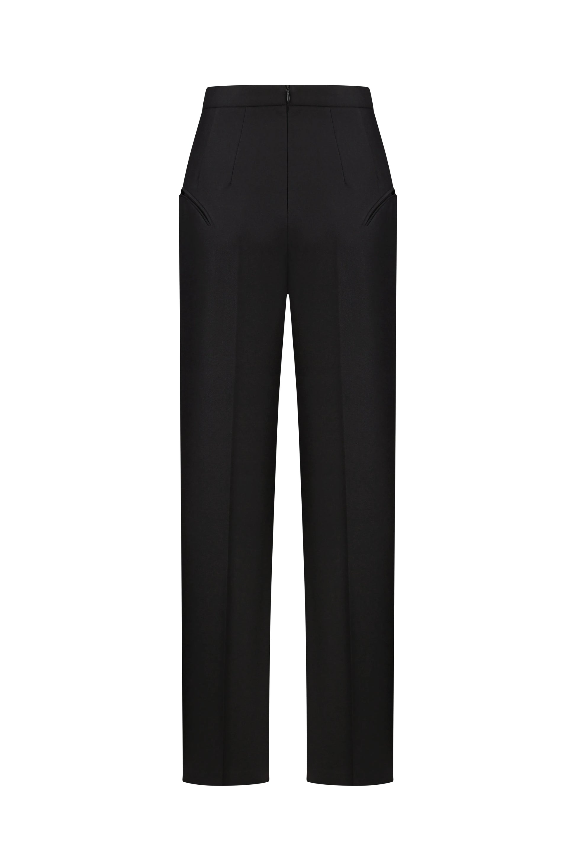 Pressed-Crease Tailored Pants in Black