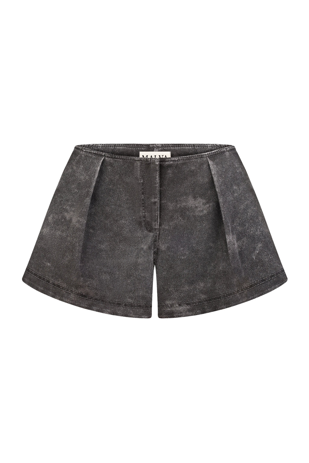 Weathered High-Waist Shorts in Gray
