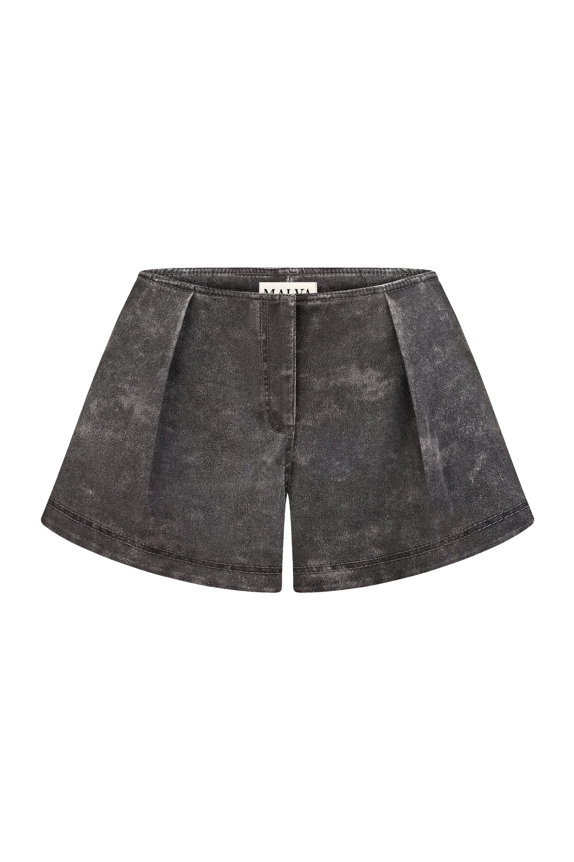 Weathered High-Waist Shorts in Gray