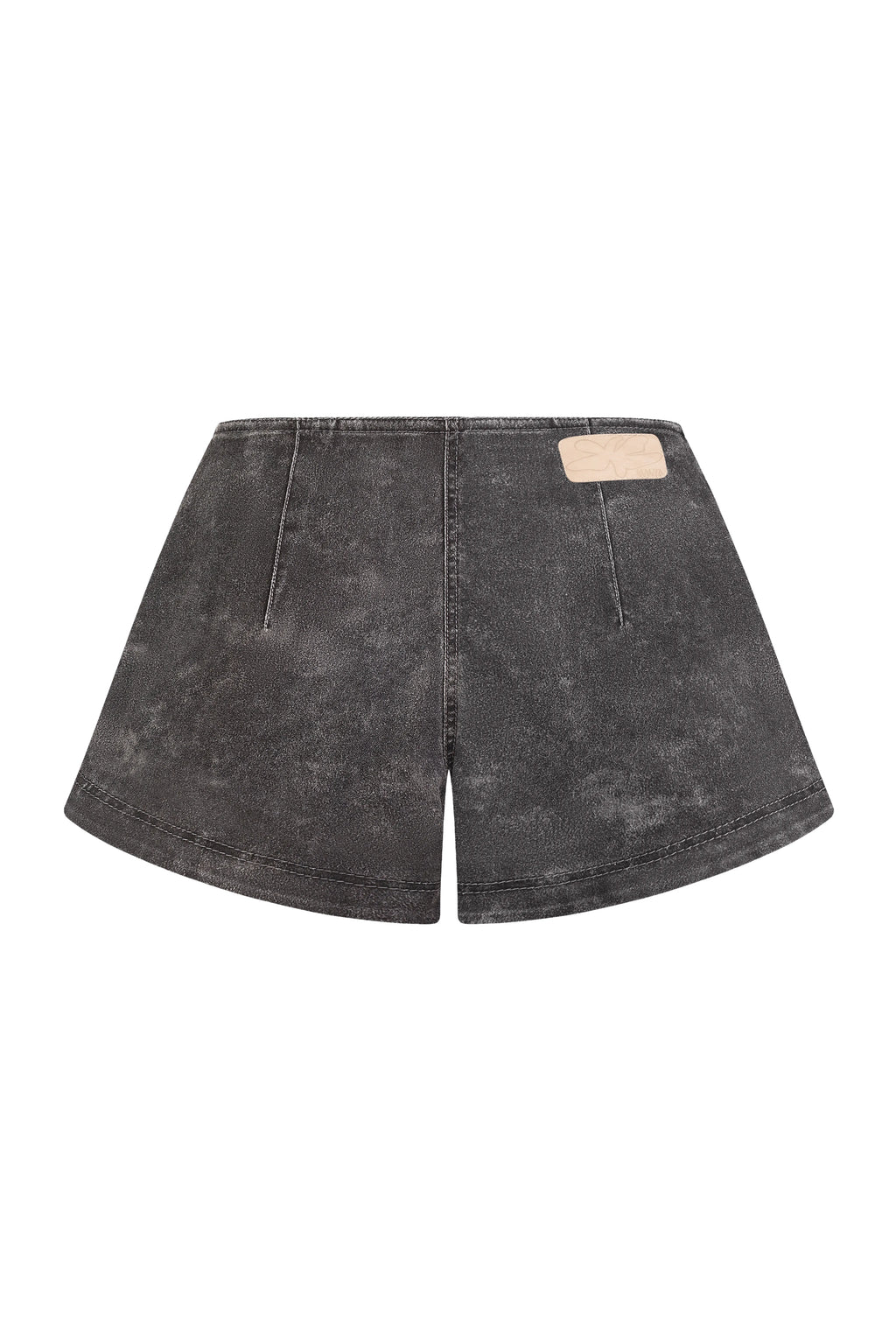 Weathered High-Waist Shorts in Gray