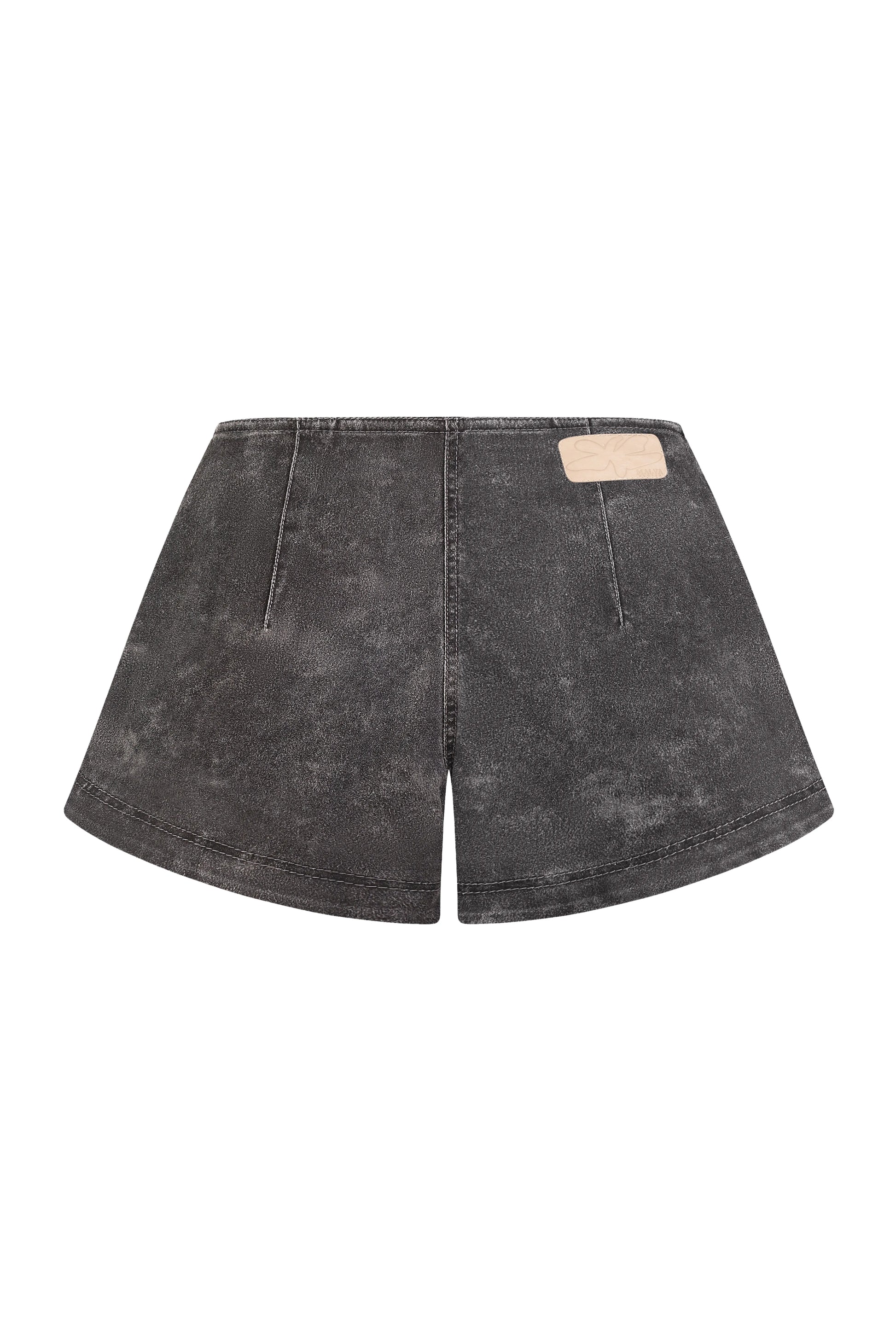 Weathered High-Waist Shorts in Gray