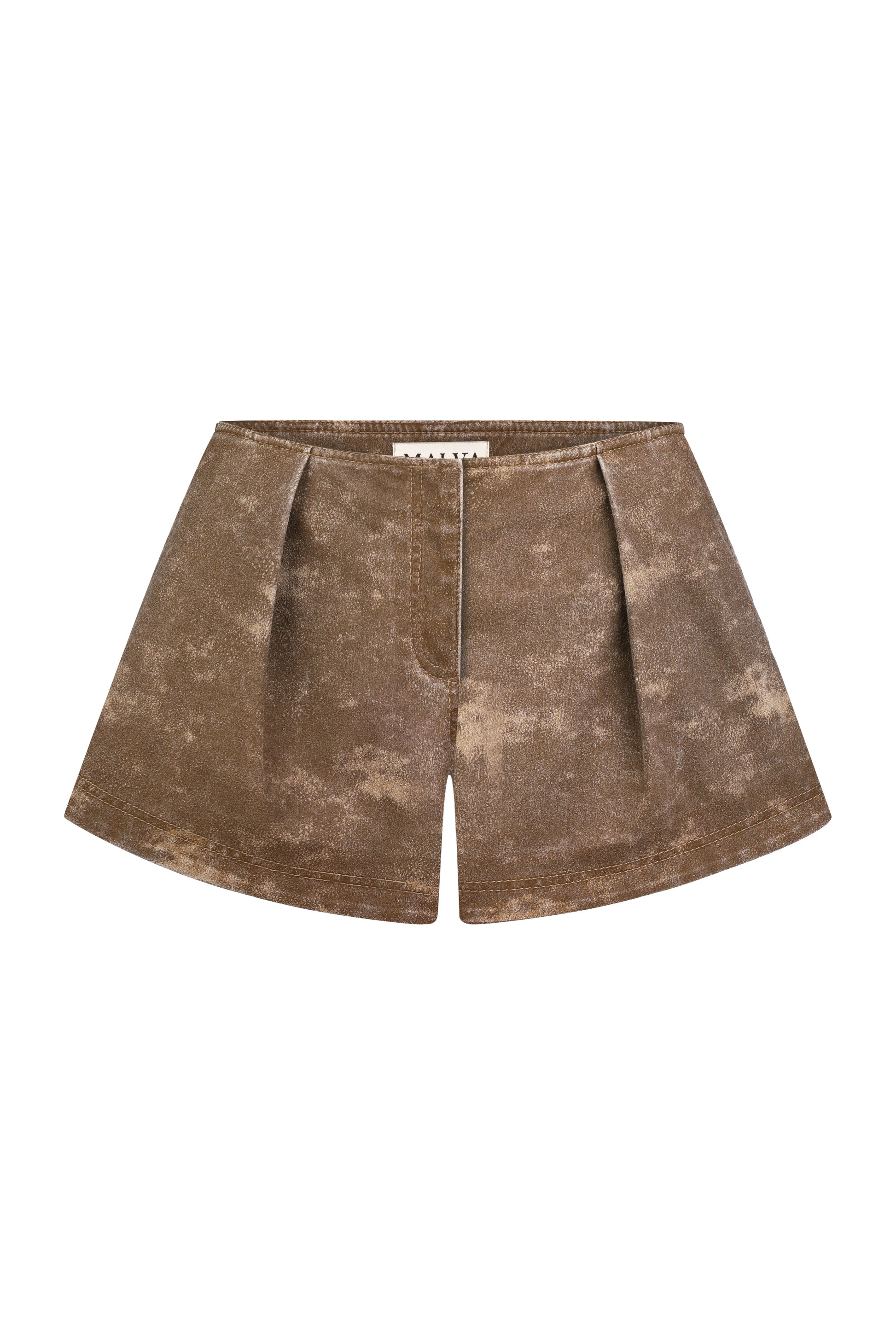 Weathered Structured Shorts in Brown