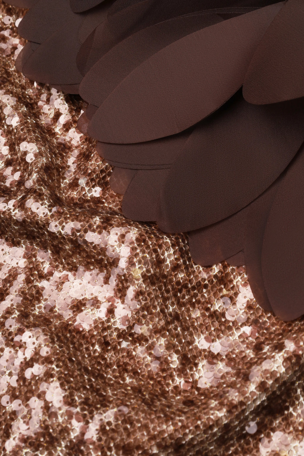 Petal-Hem Sequin Skirt in Brown