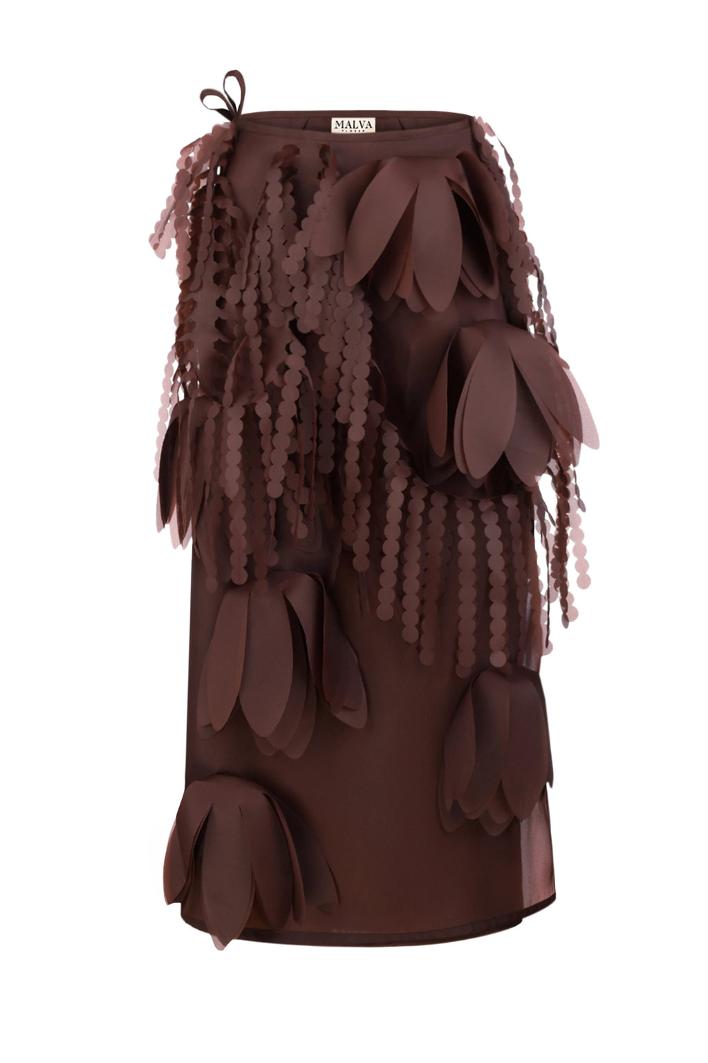 Floral Fringe Skirt in Brown
