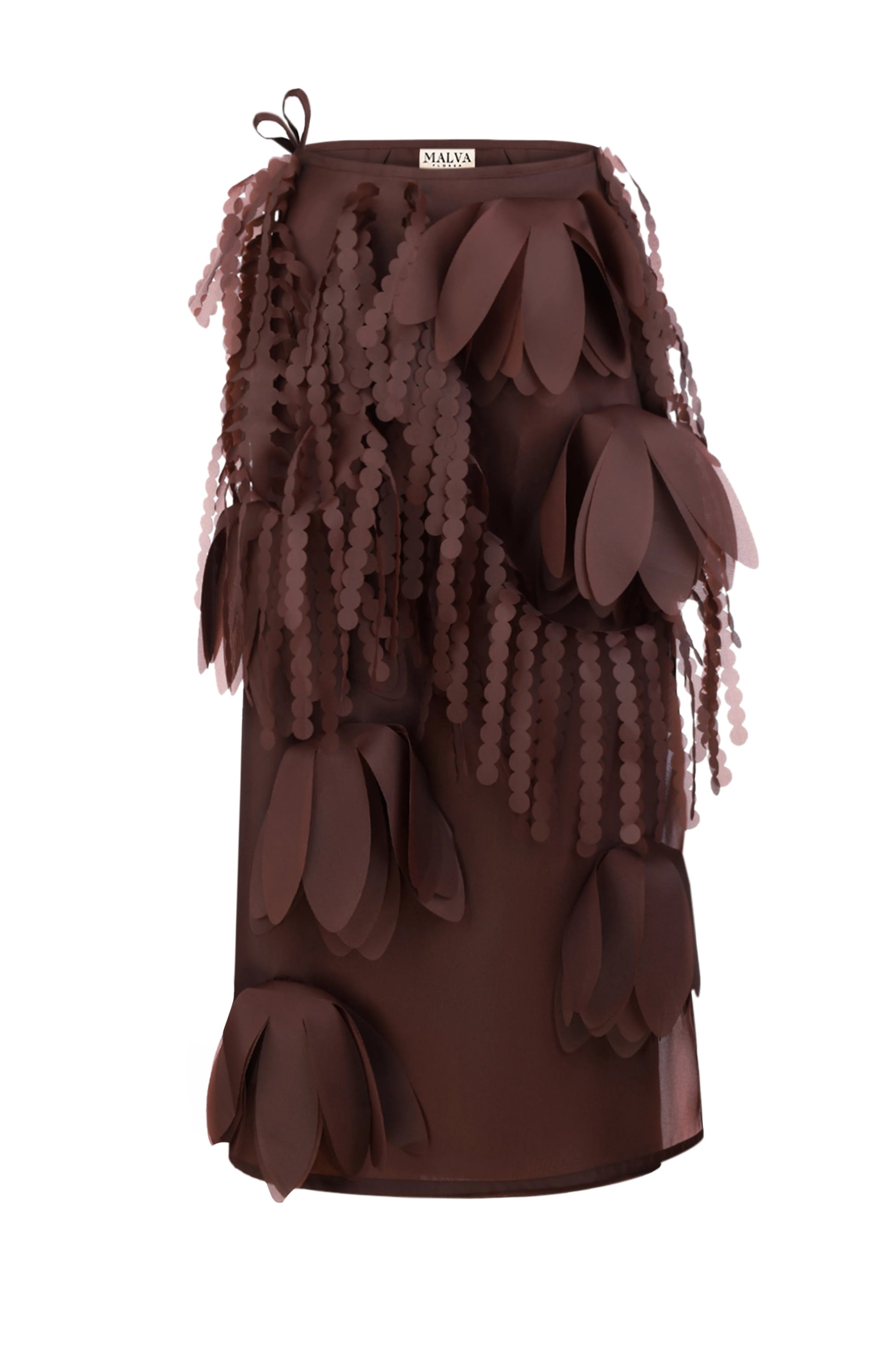 Floral Fringe Skirt in Brown