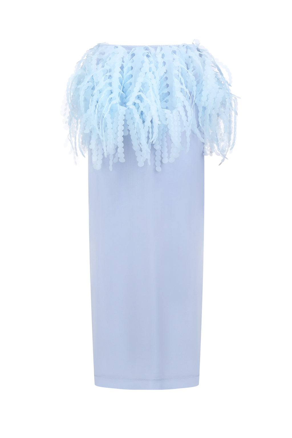 Floral Fringe Column Skirt in Blue