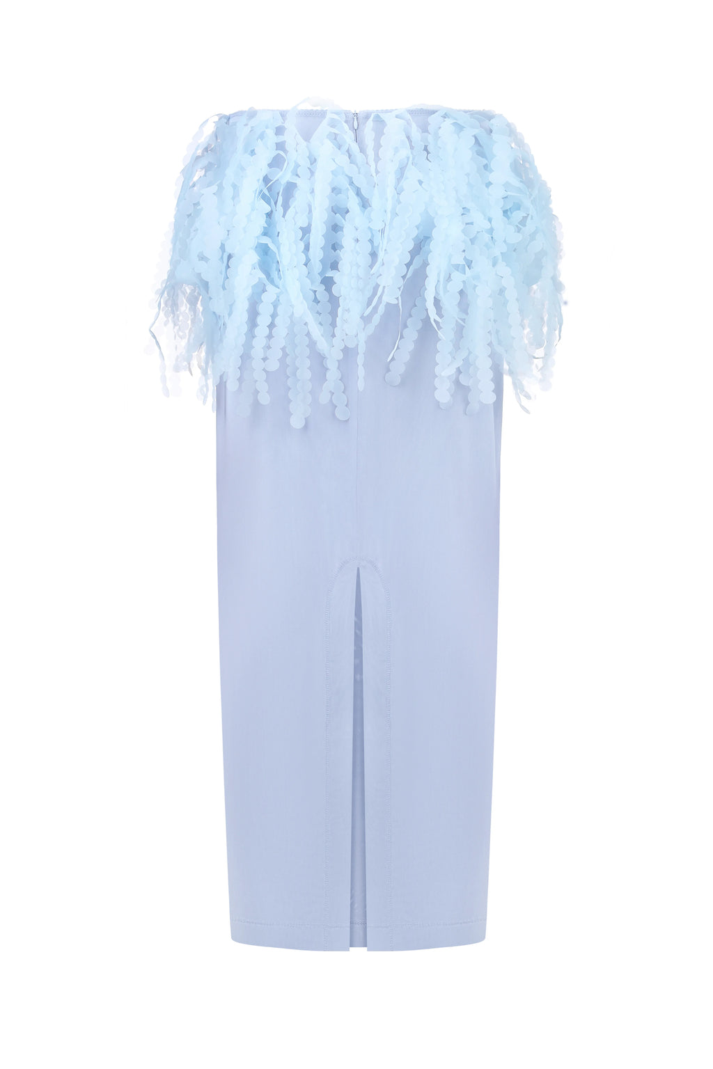 Floral Fringe Column Skirt in Blue