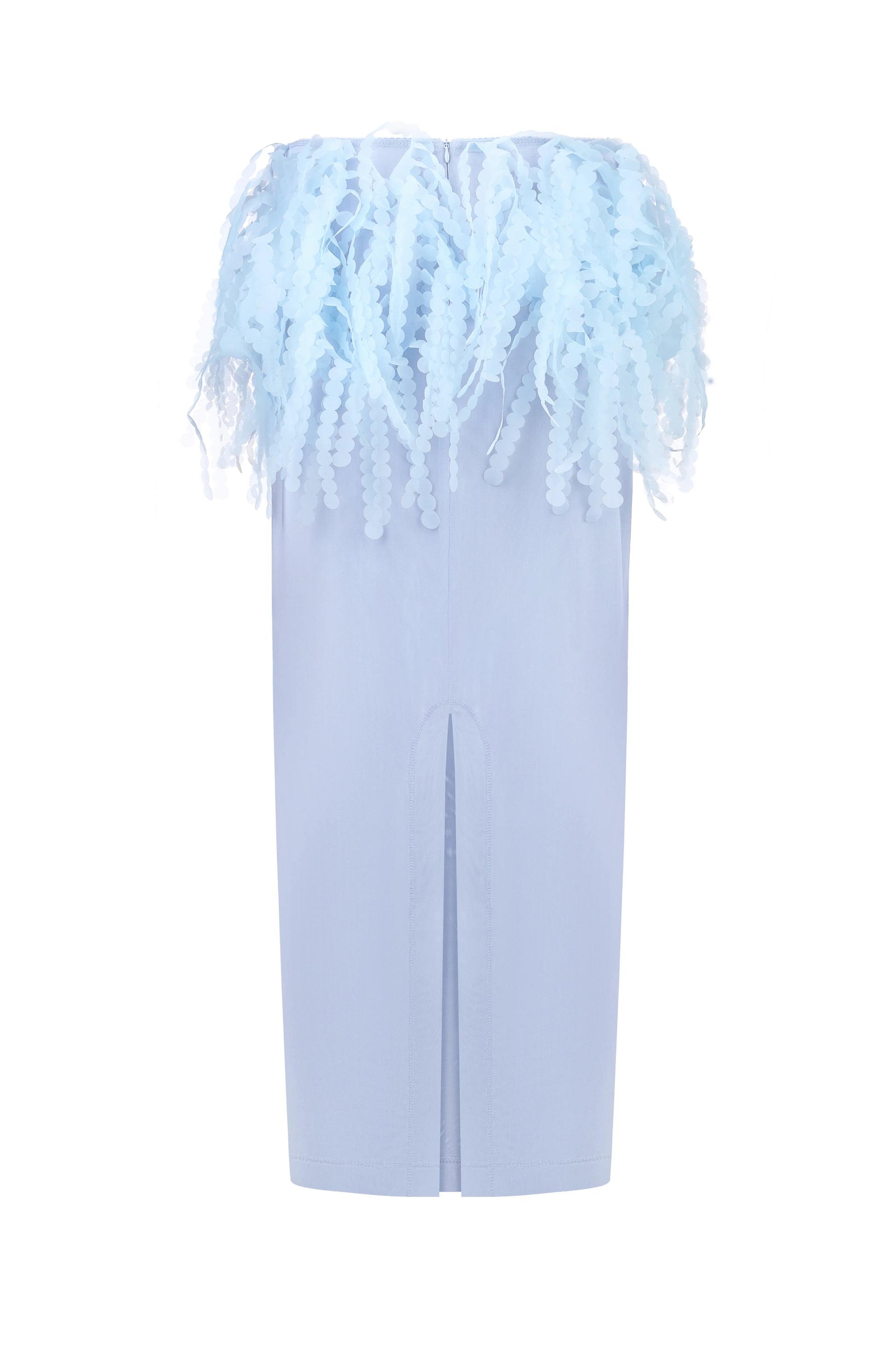 Floral Fringe Column Skirt in Blue