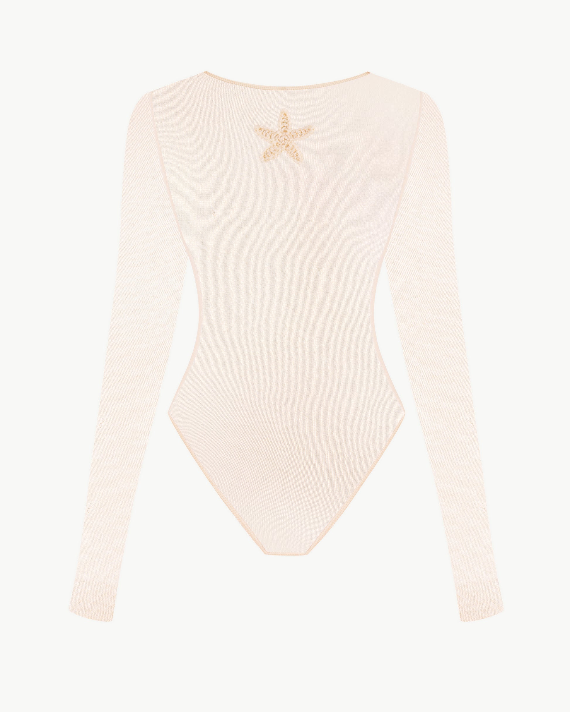 Mesh Bodysuit with Crochet Flowers
