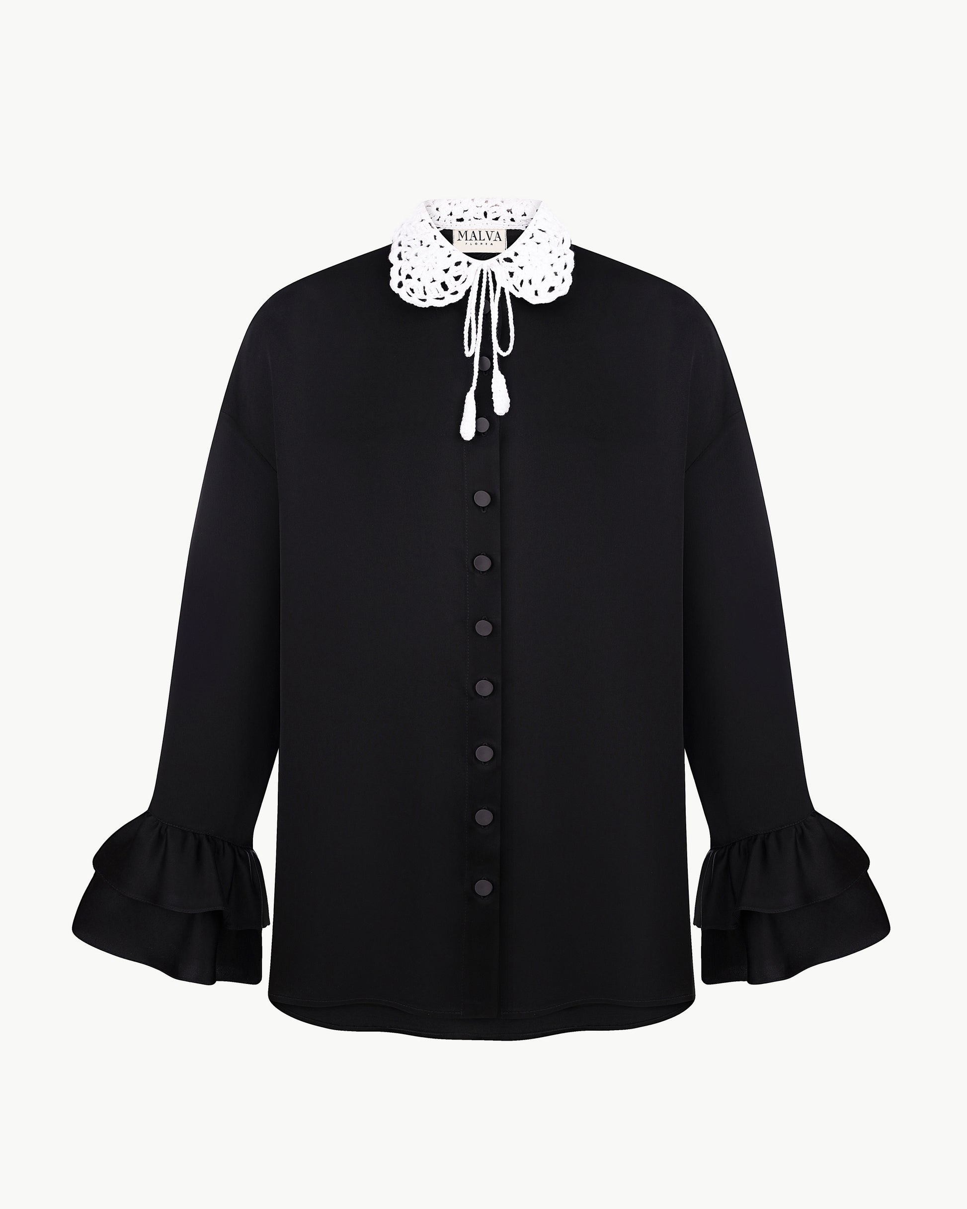 Shirt with Handcrafted Crochet Collar
