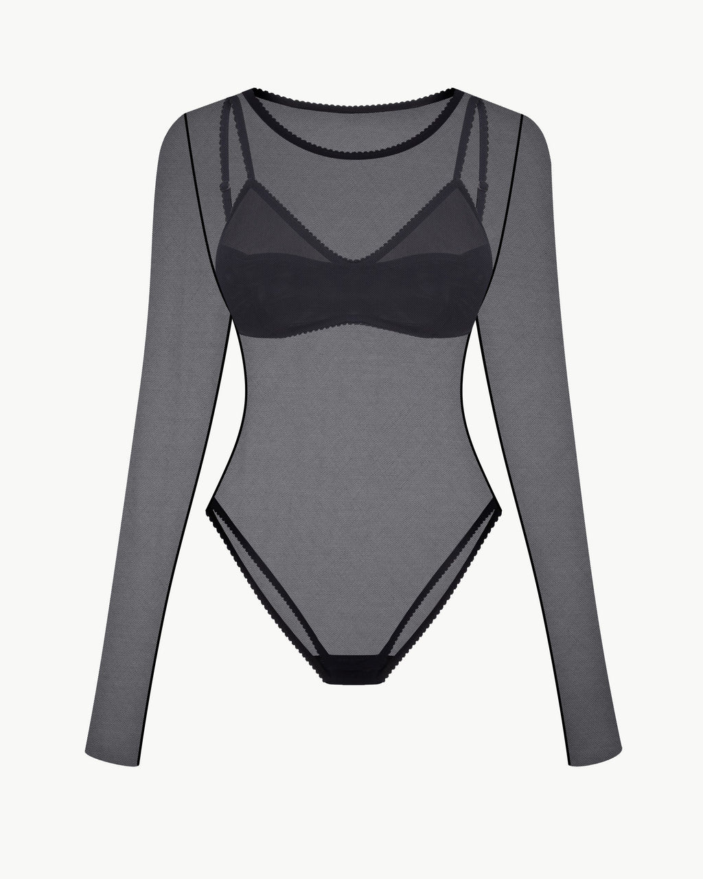 Fitted sheer mesh bodysuit