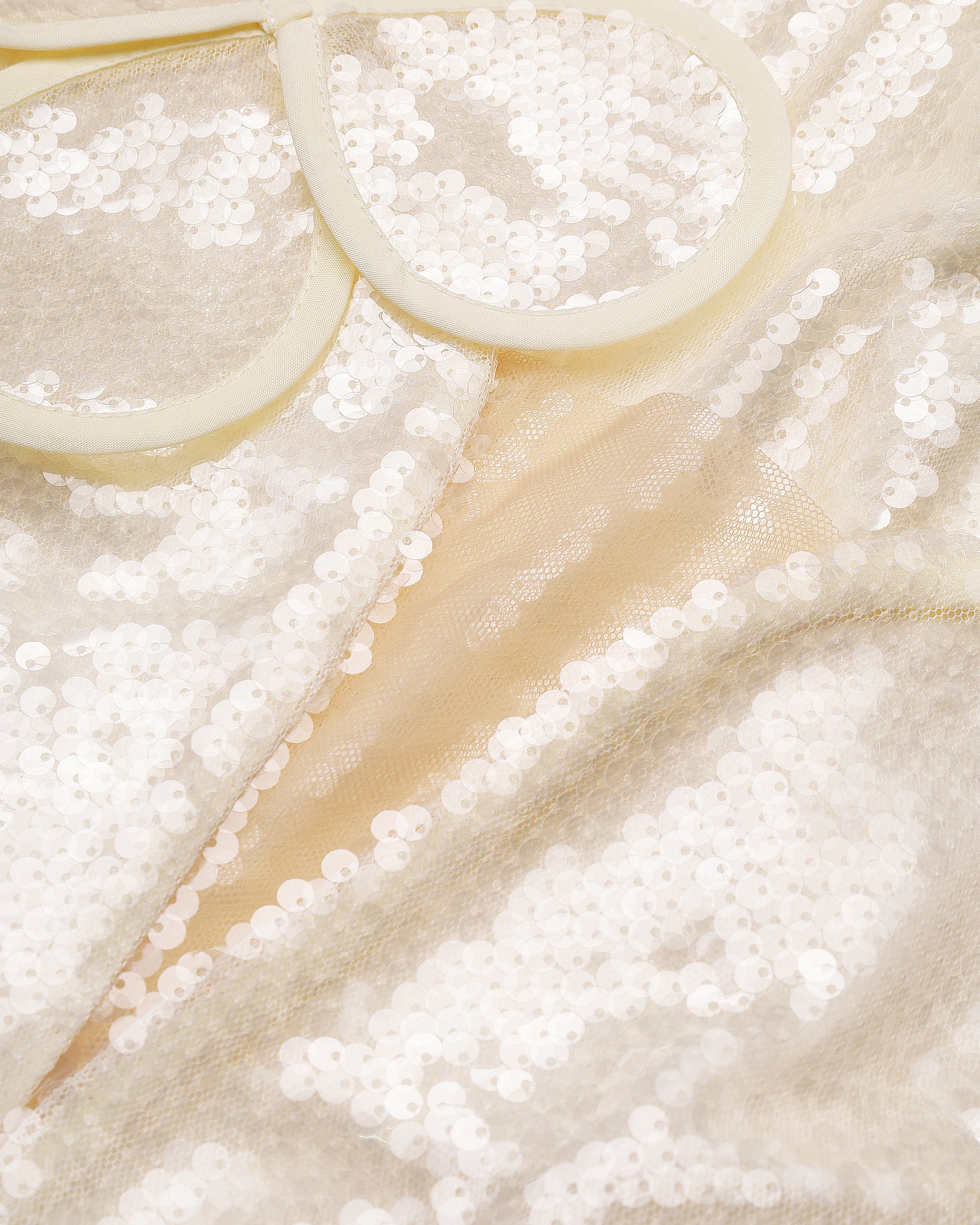 Sequin maxi bustier gown with petal appliquc