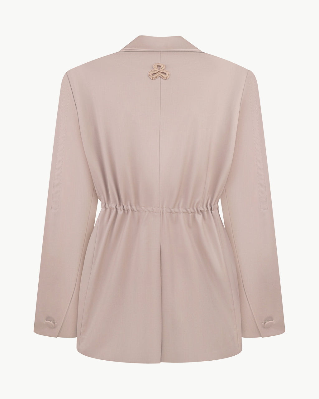 Relaxed-fit blazer with handmade florals in cappuccino