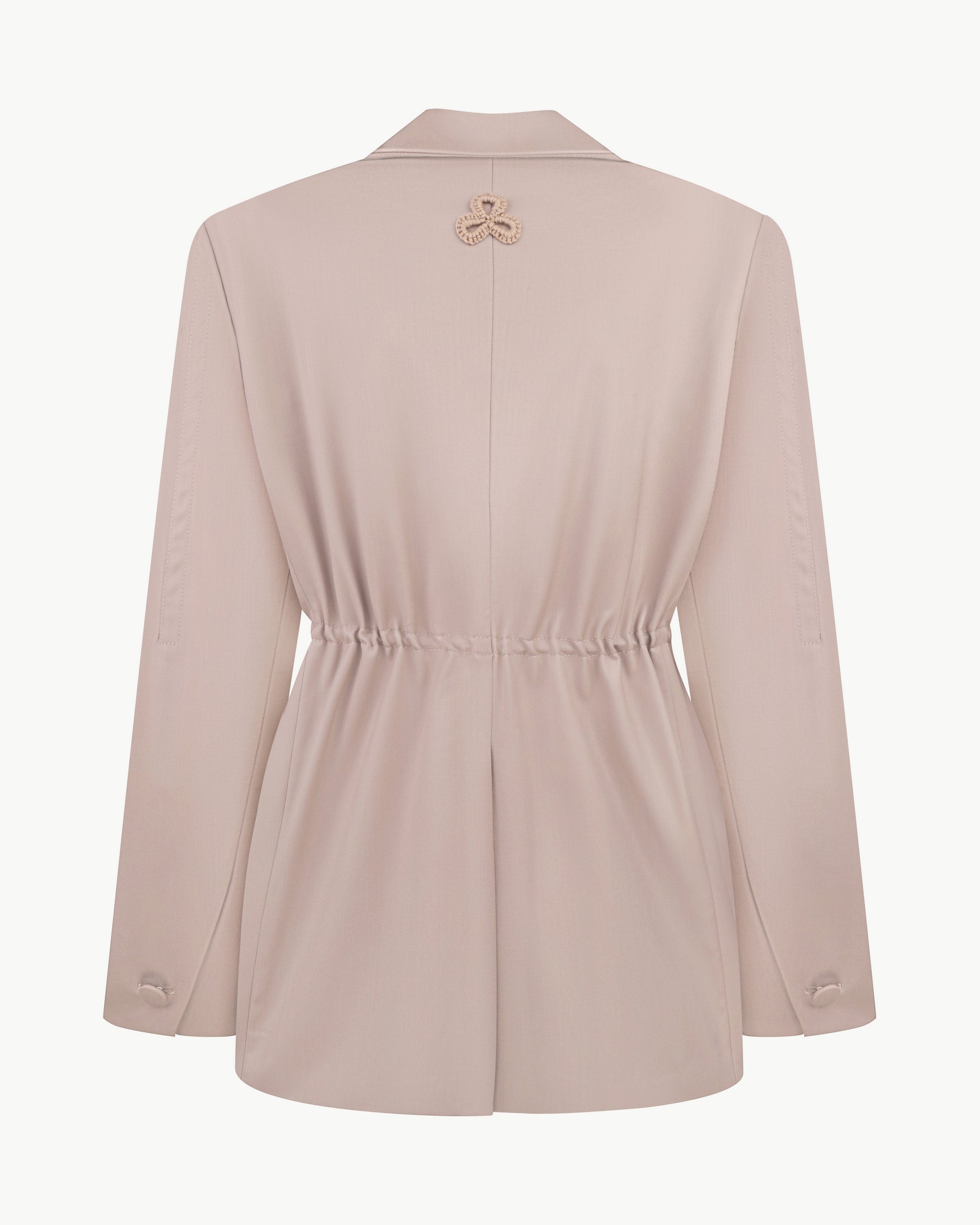 Relaxed-fit blazer with handmade florals in cappuccino