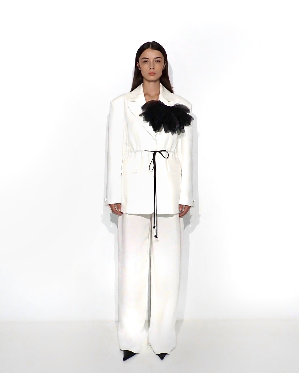 Classic tailored pants for bridal looks in ivory