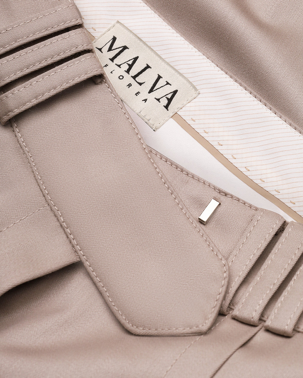 Bias-cut flared pants with slip detail in cappuccino