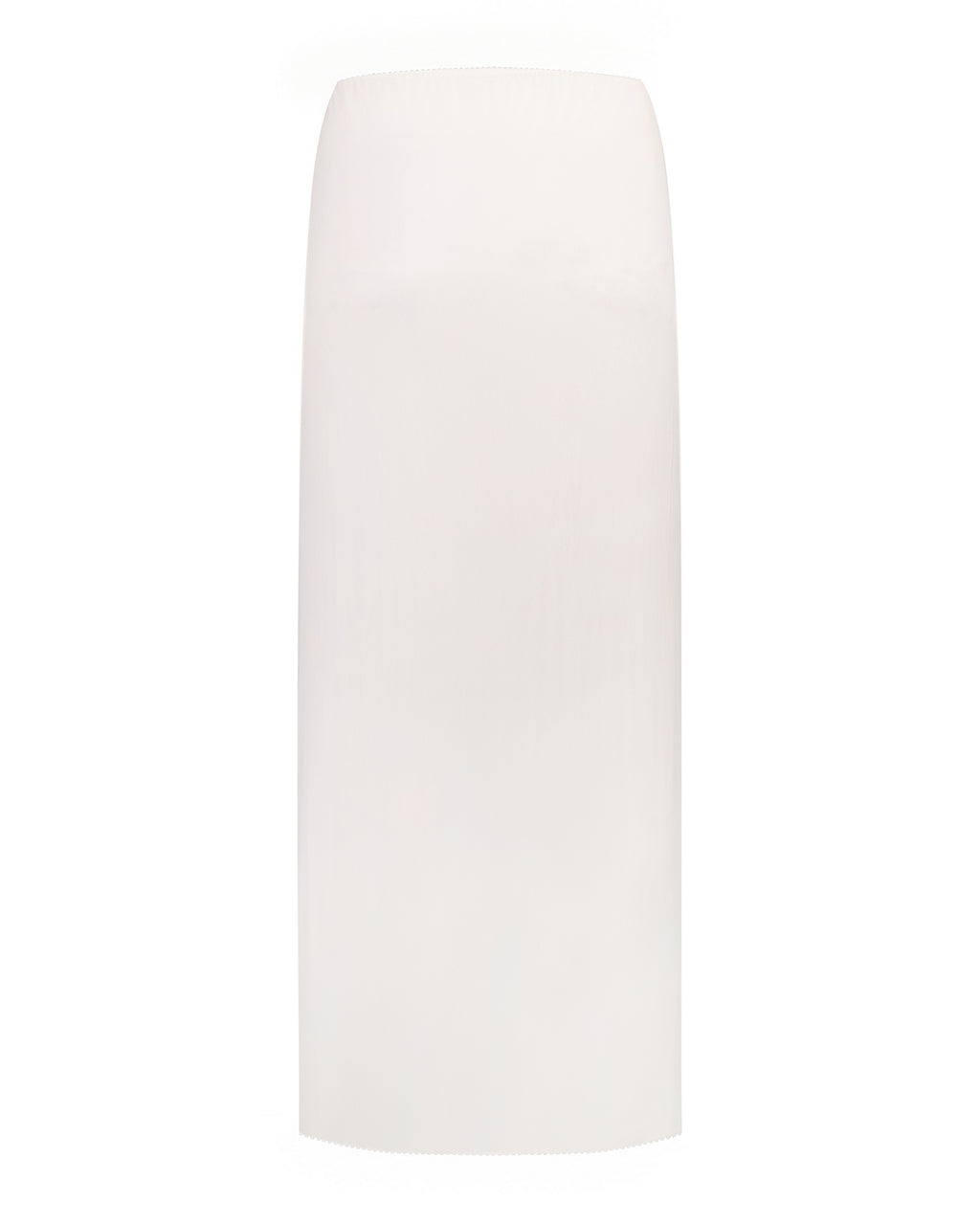 High-waisted column skirt with side slit in white