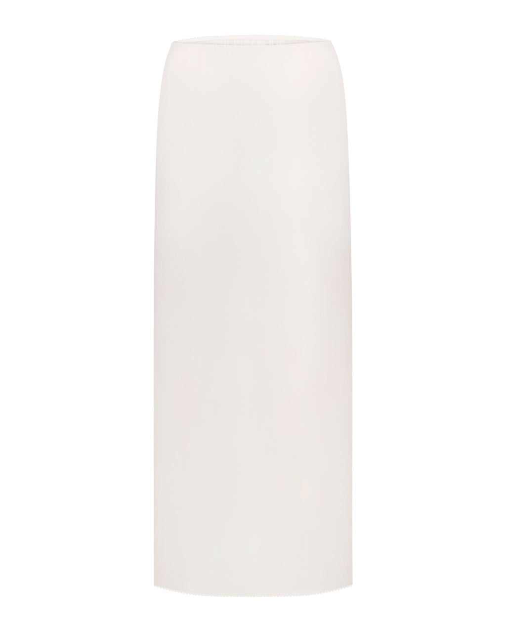 High-waisted column skirt with side slit in white