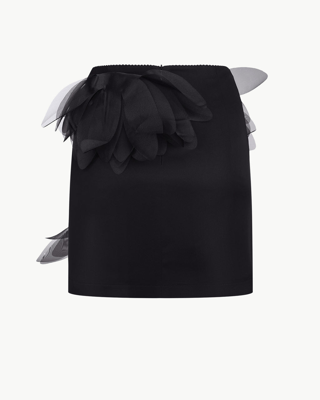 Fitted floral-appliqué mini skirt in black