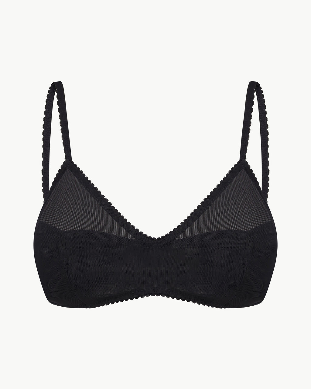 Minimal mesh triangle bra in black