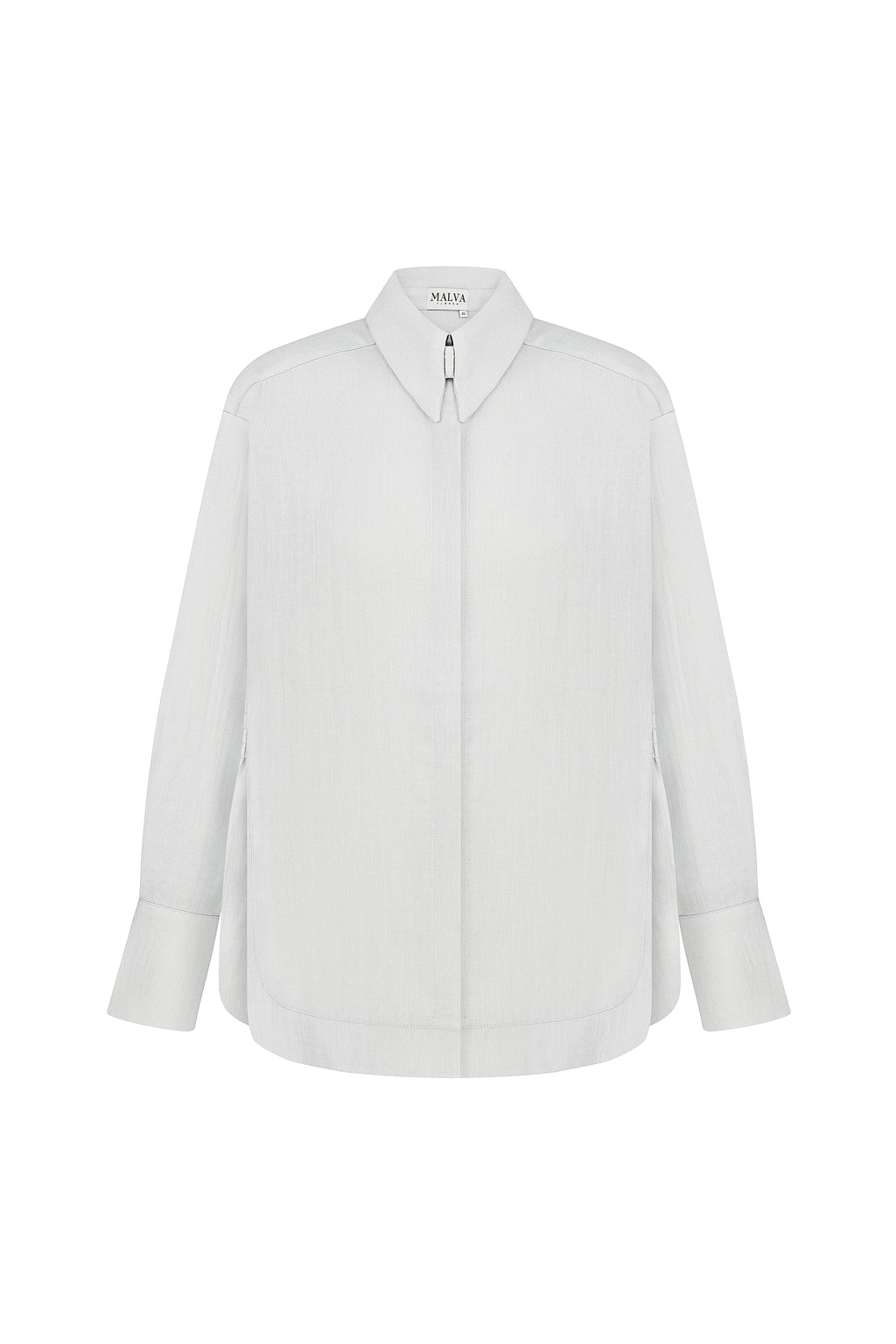 Minimal viscose blouse with modern collar in gray