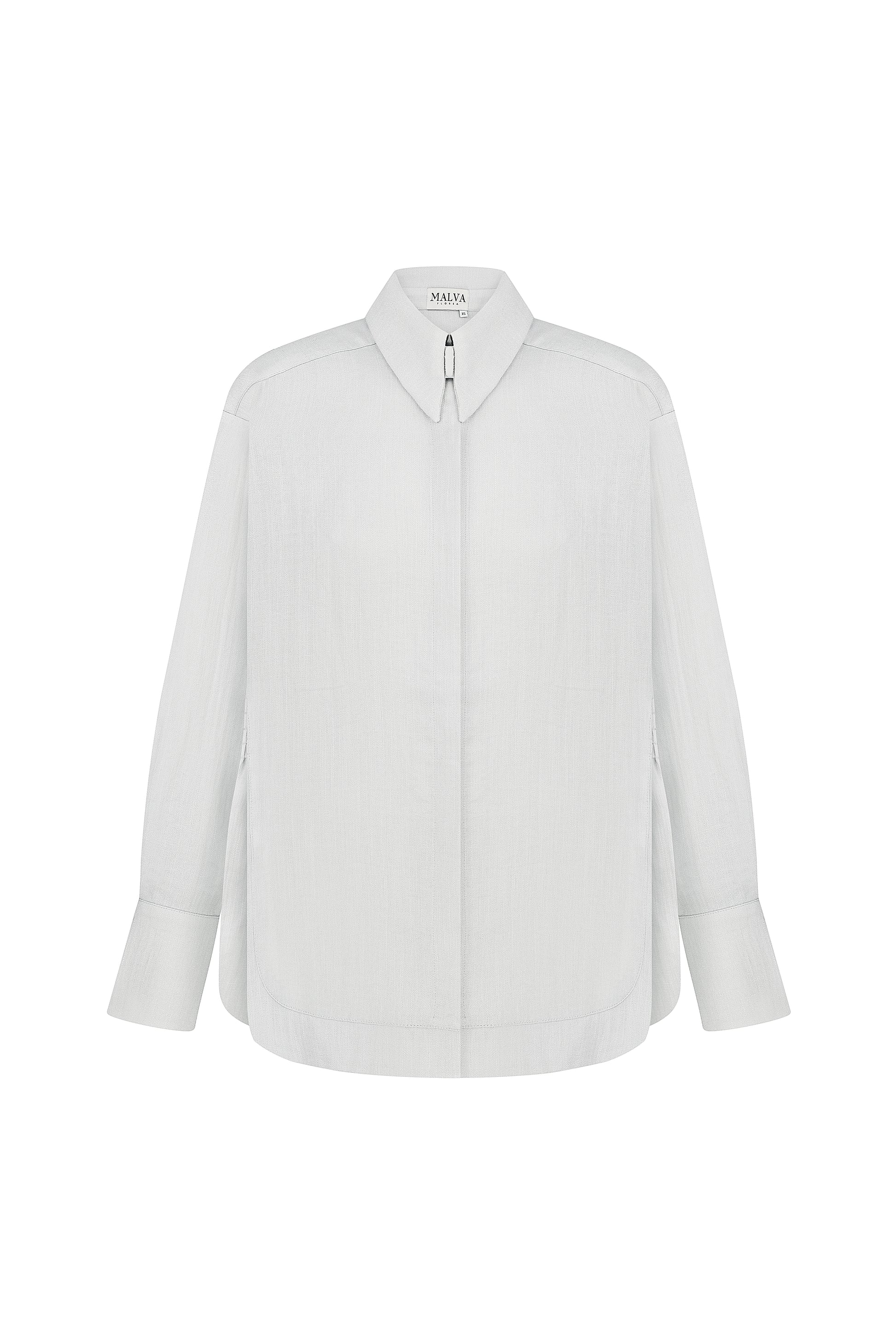 Minimal viscose blouse with modern collar in gray