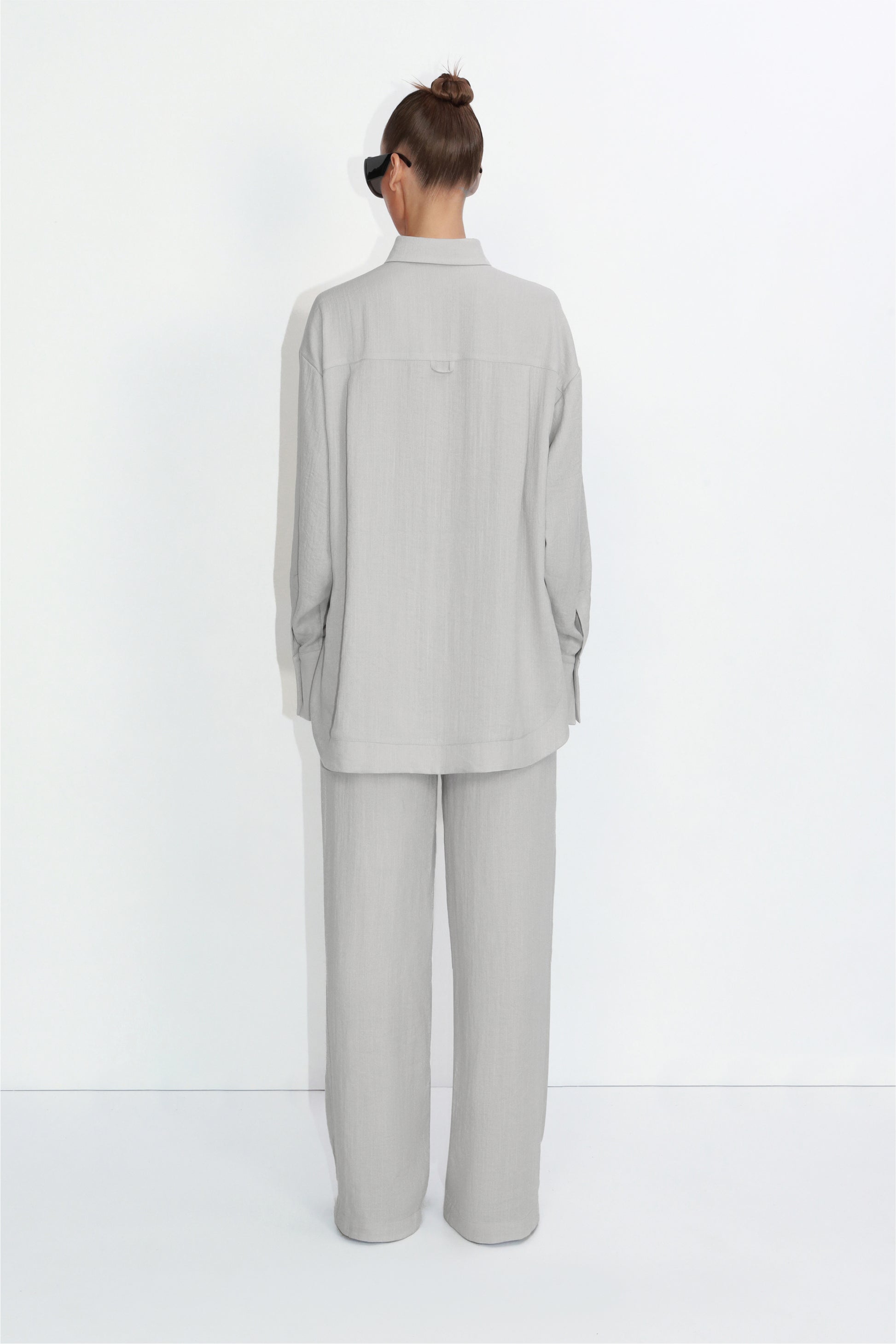 Minimal viscose blouse with modern collar in gray