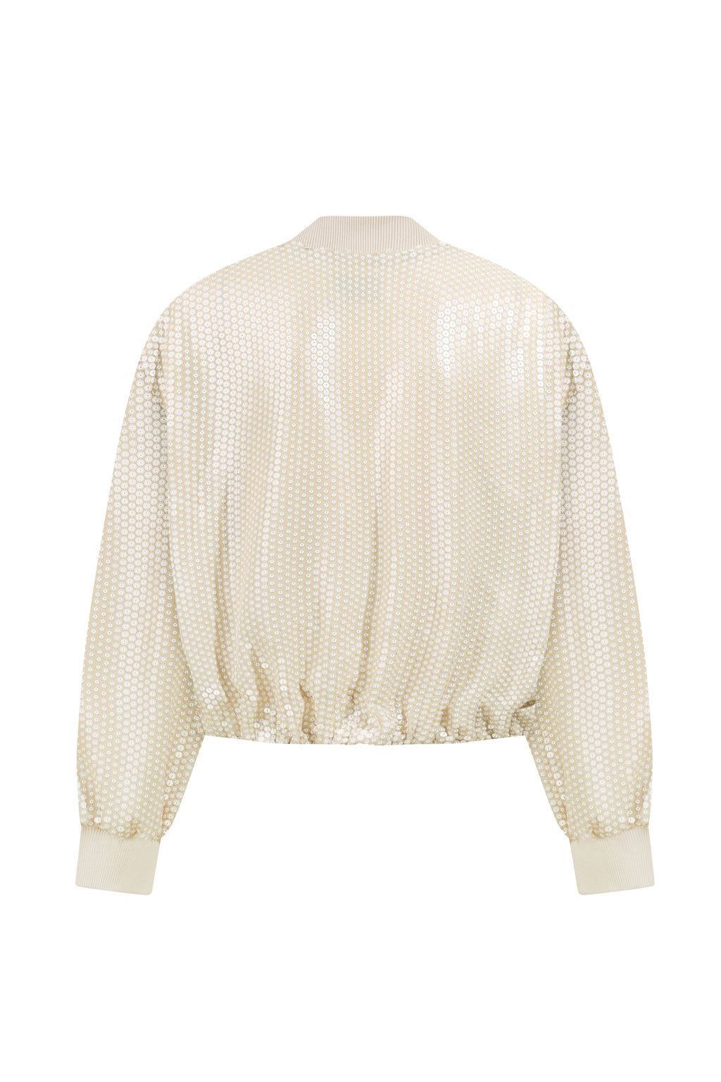 Sequined blazer with crochet closure in beige