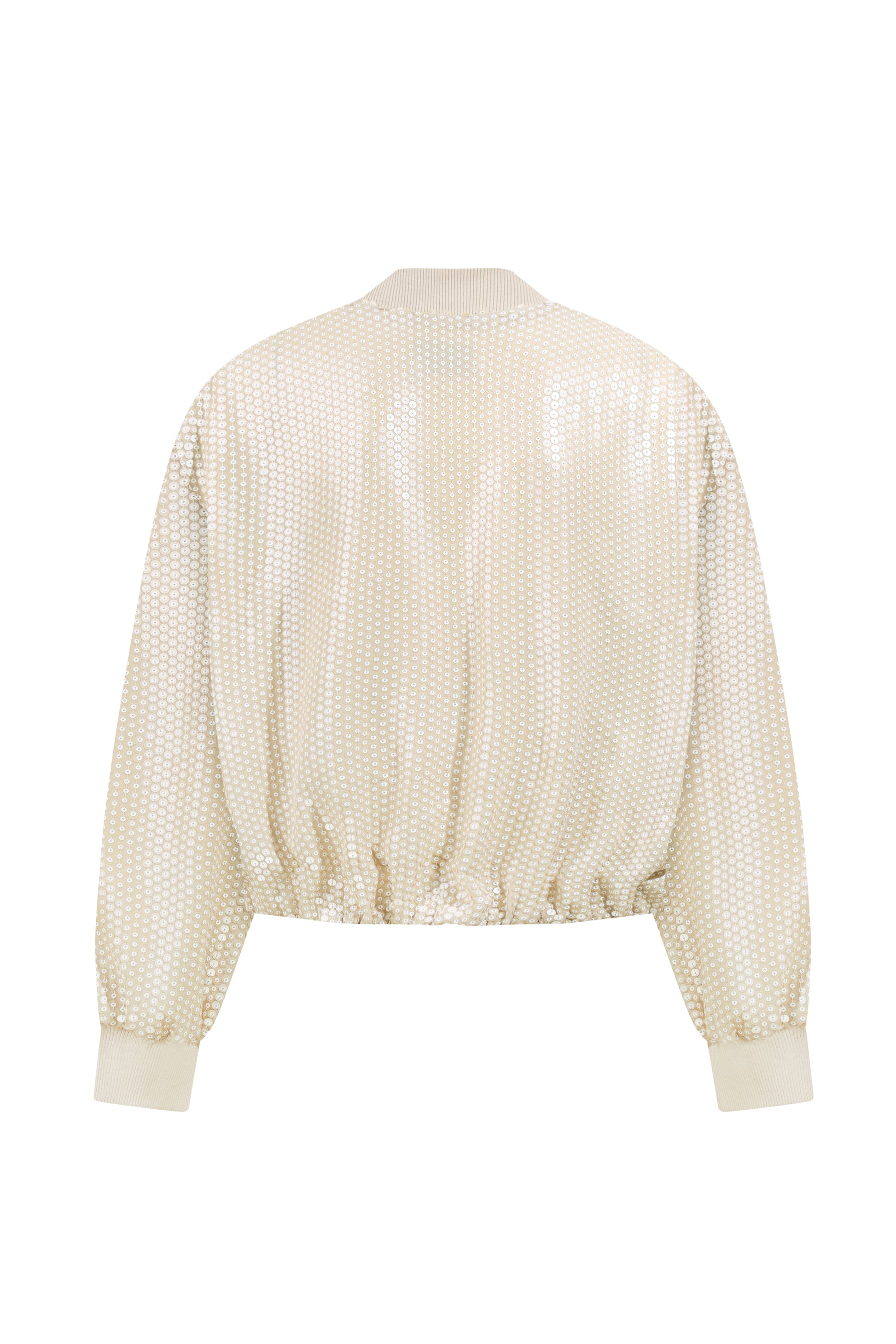 Sequined blazer with crochet closure in beige