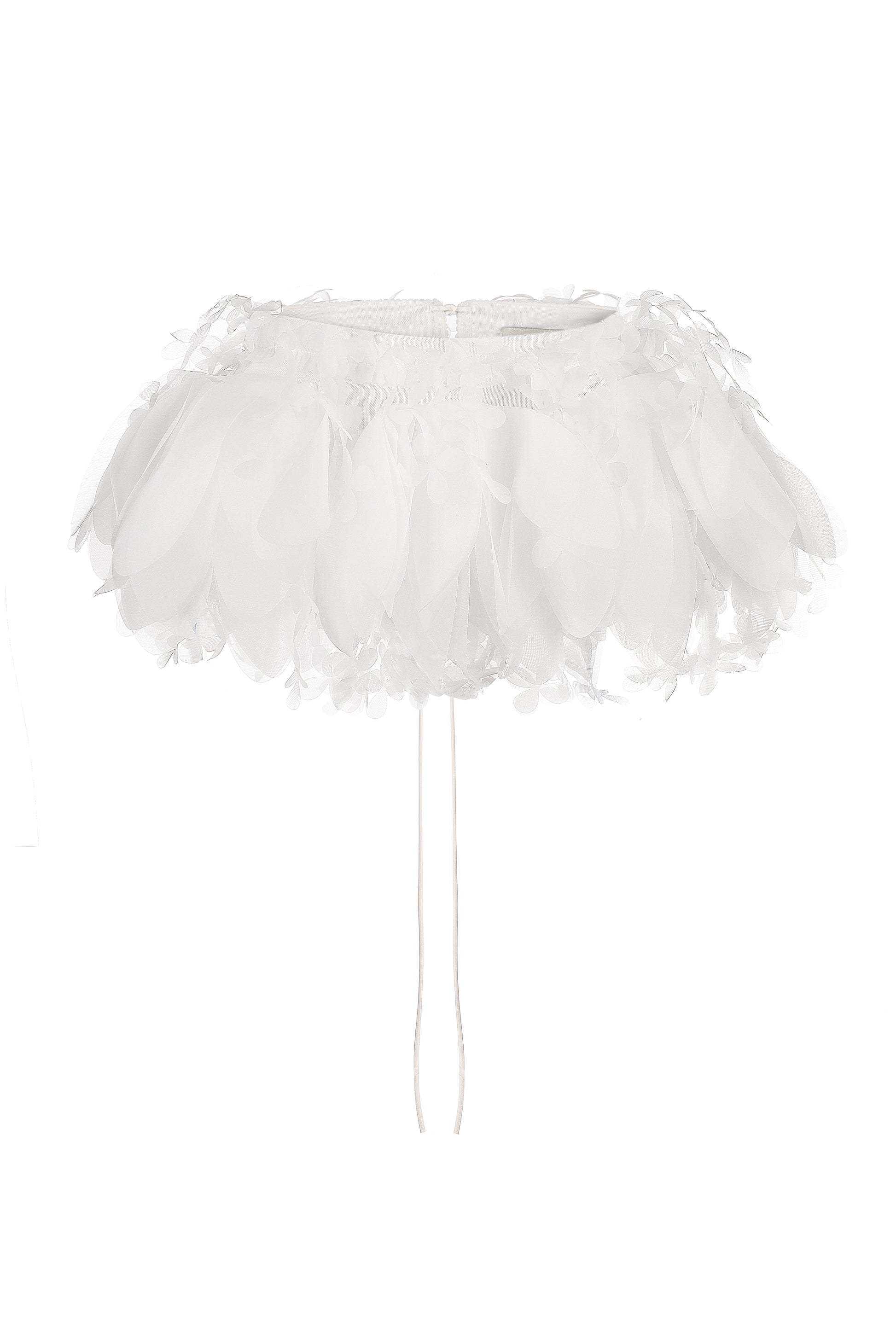 3D floral appliqué basque in ivory