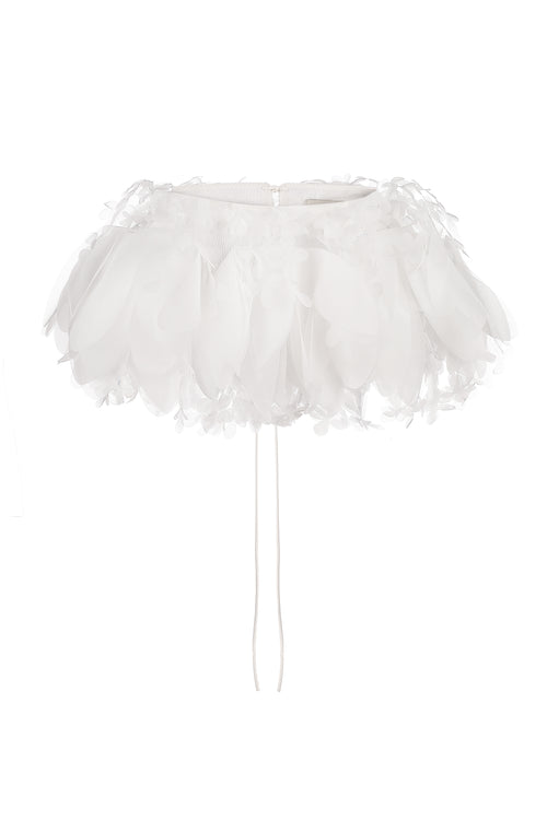 3D floral appliqué basque in ivory