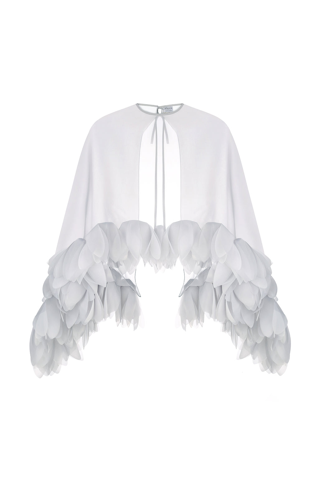 Bustier top with sheer floral cape in gray