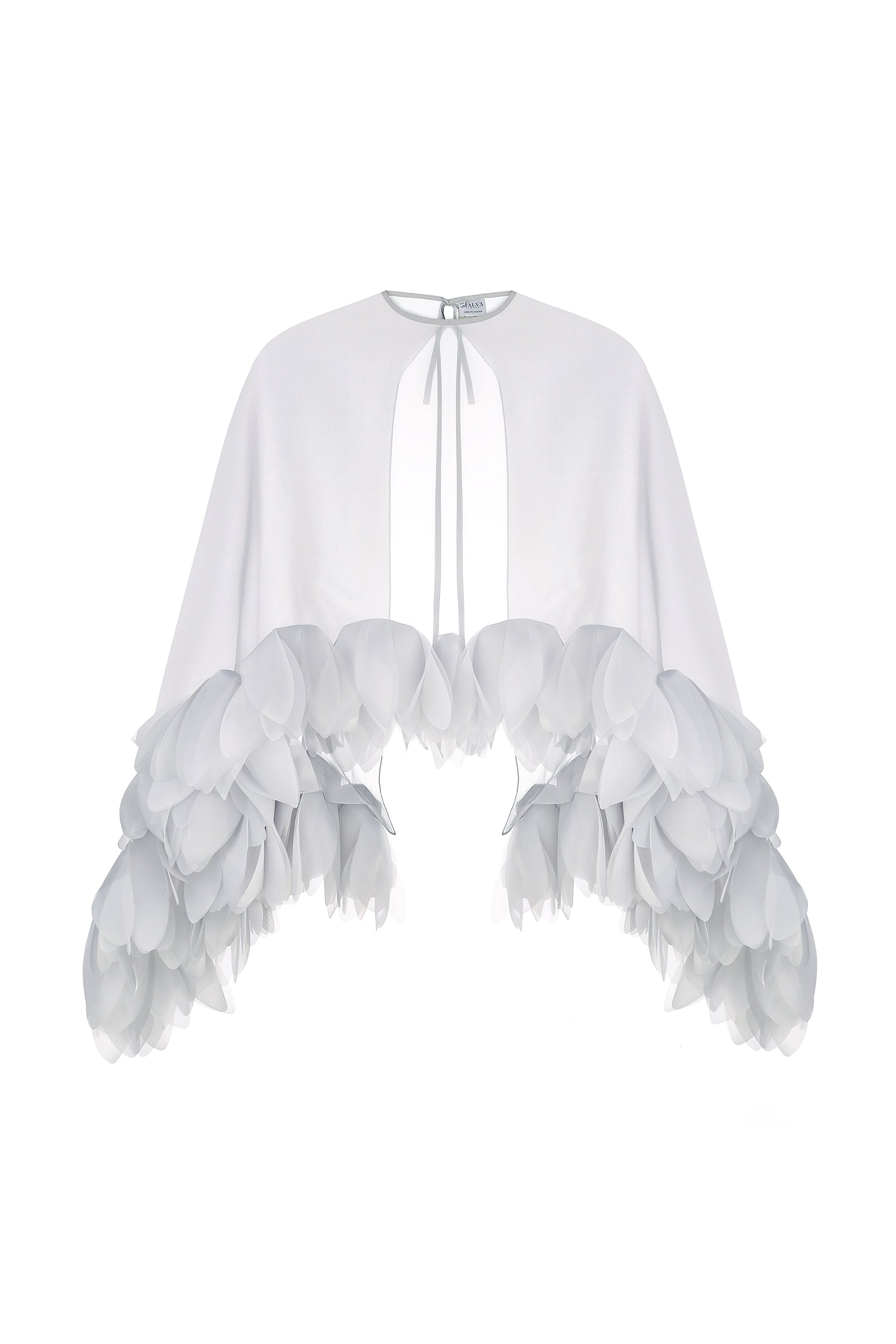 Bustier top with sheer floral cape in gray