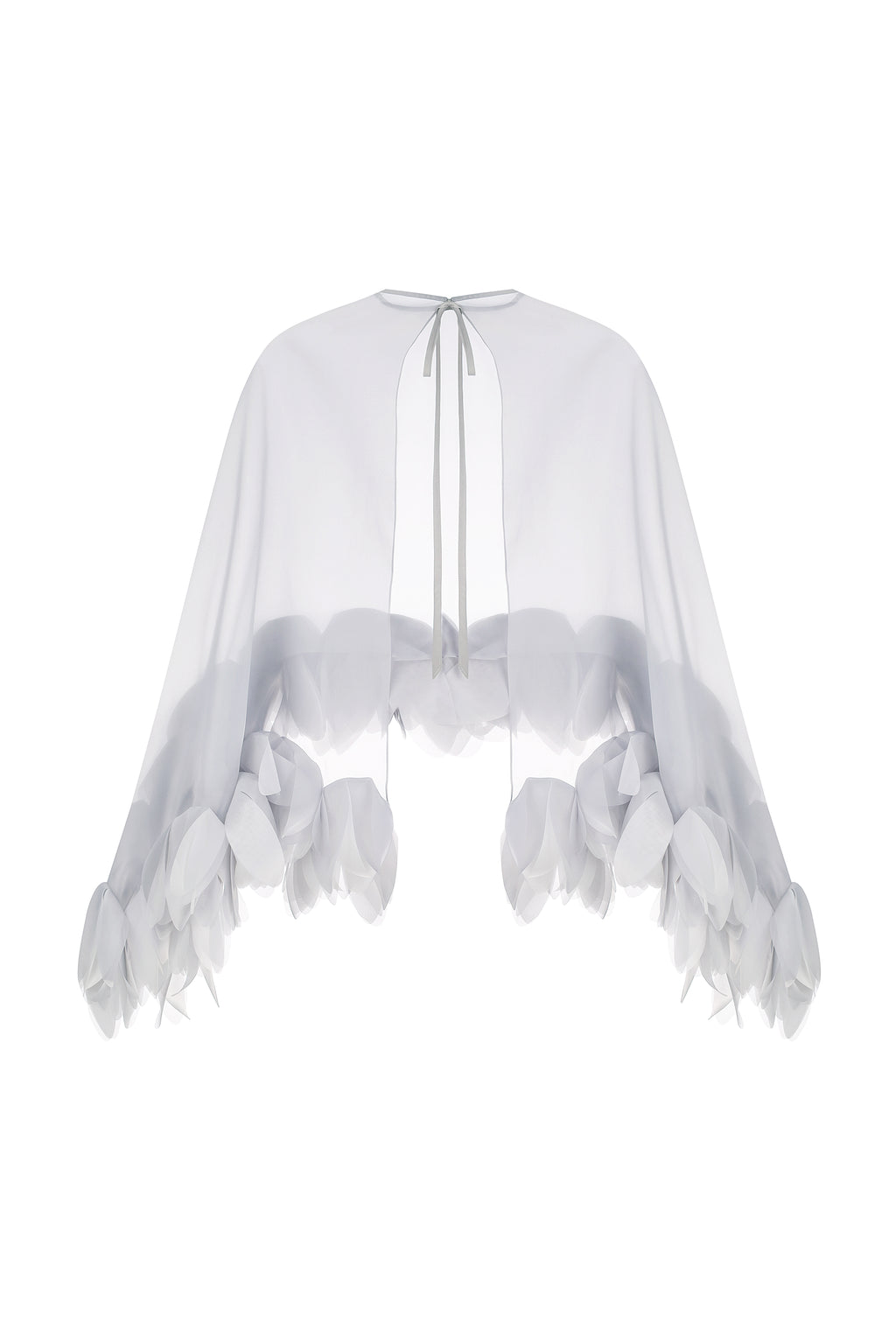 Bustier top with sheer floral cape in gray