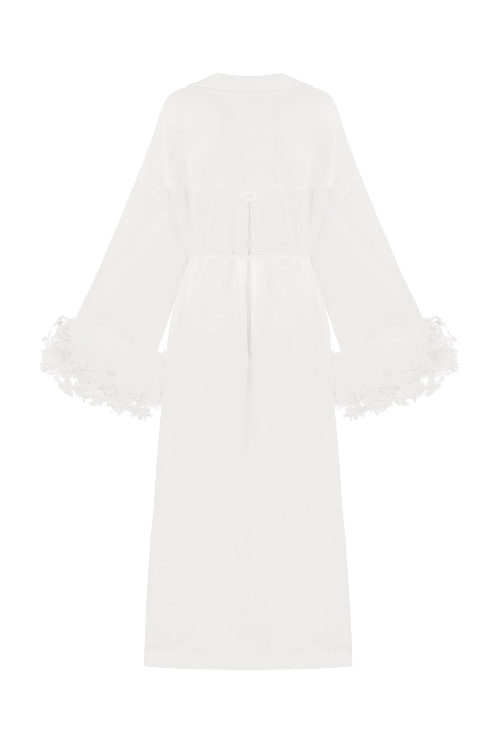 Floral-sleeve cape trench coat in ivory