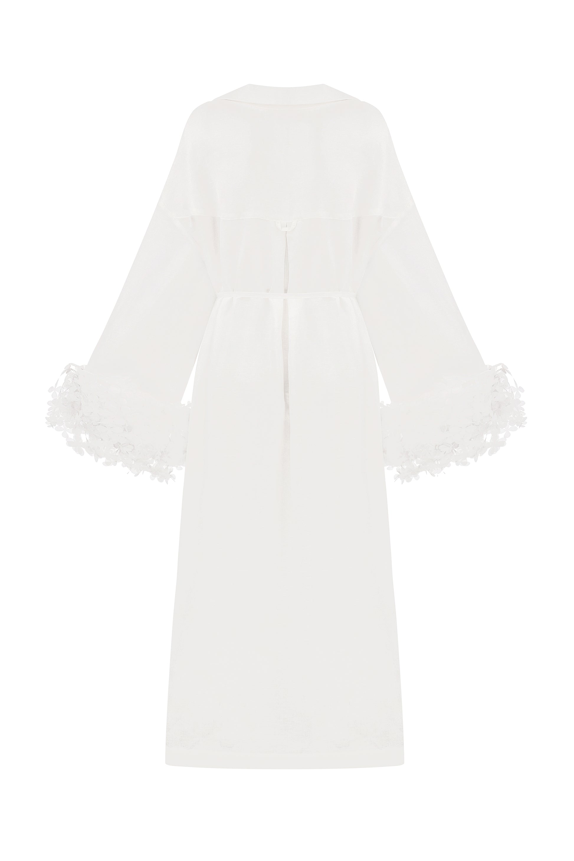 Floral-sleeve cape trench coat in ivory