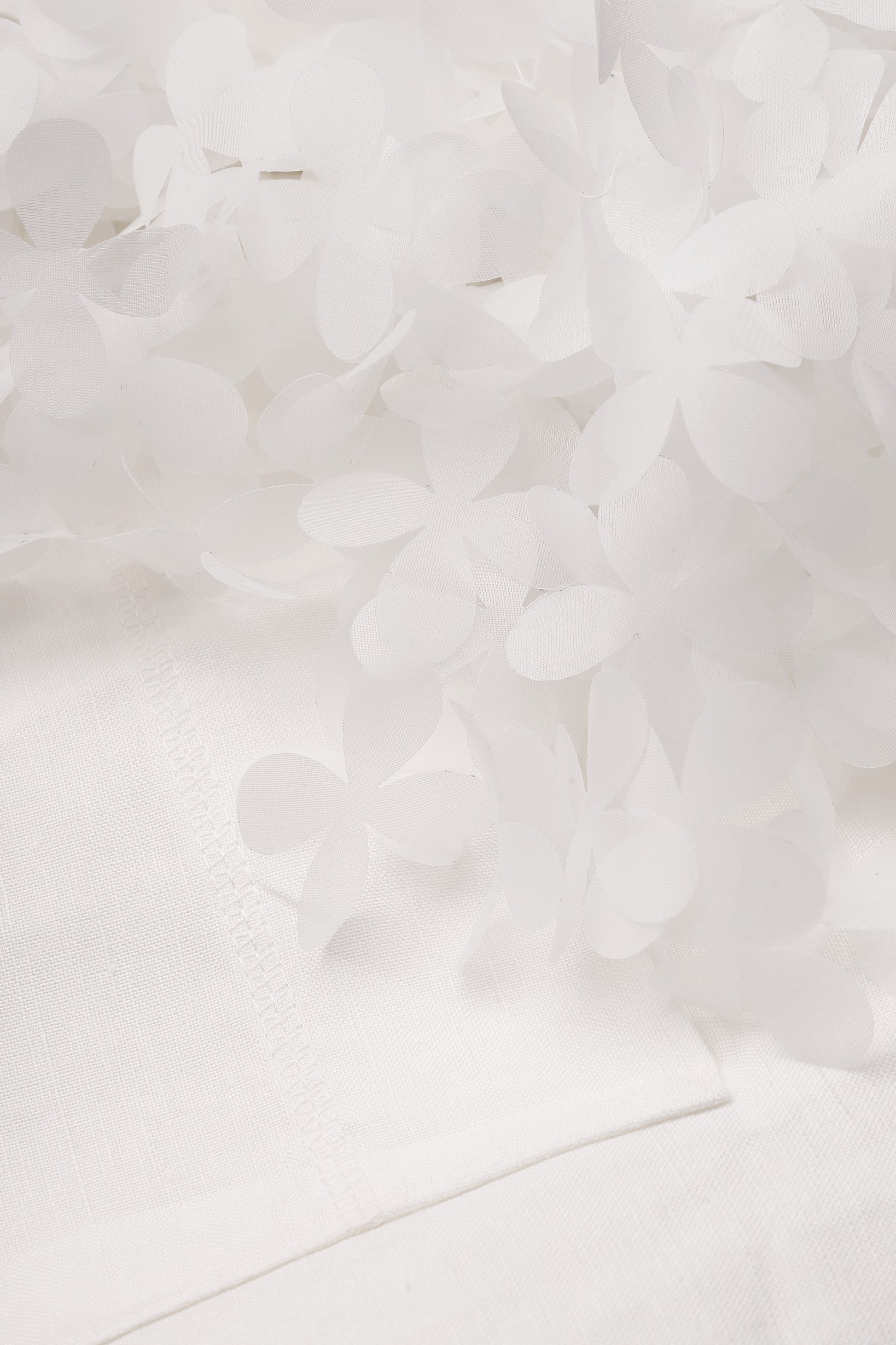 Floral-sleeve cape trench coat in ivory