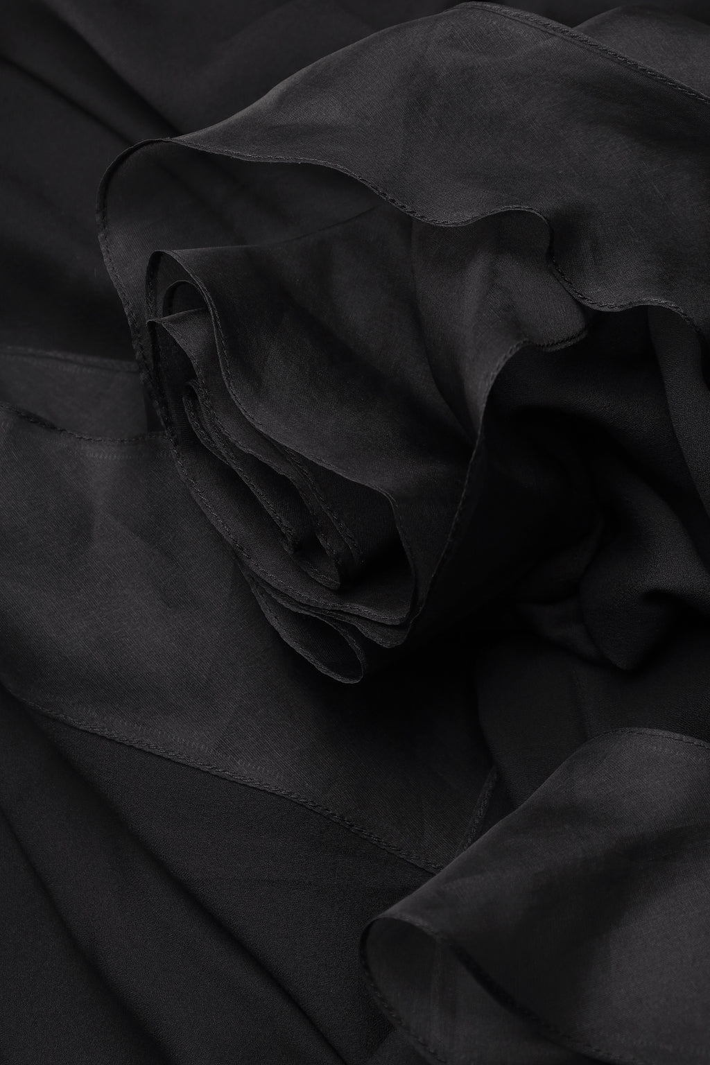 Slip dress with floral ruffle cape in black