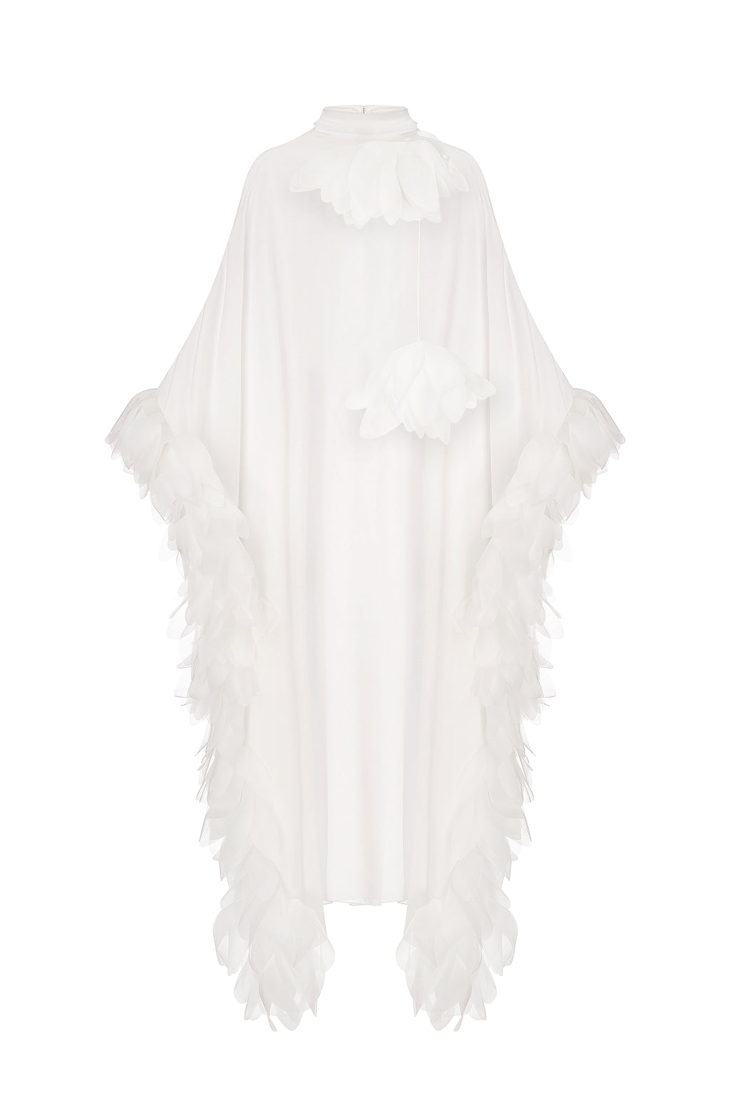 Bridal slip dress with floral cape in ivory