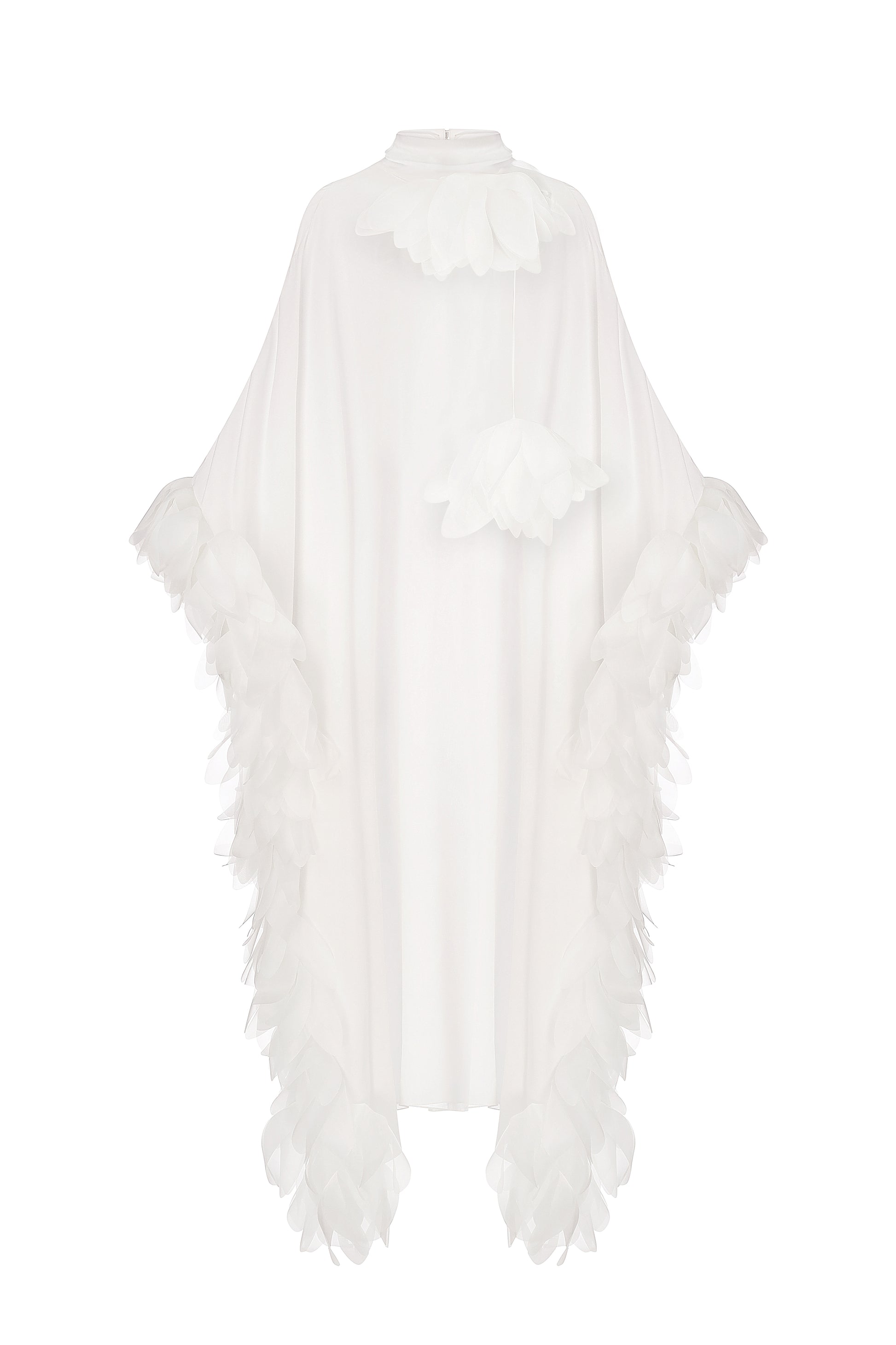 Bridal slip dress with floral cape in ivory