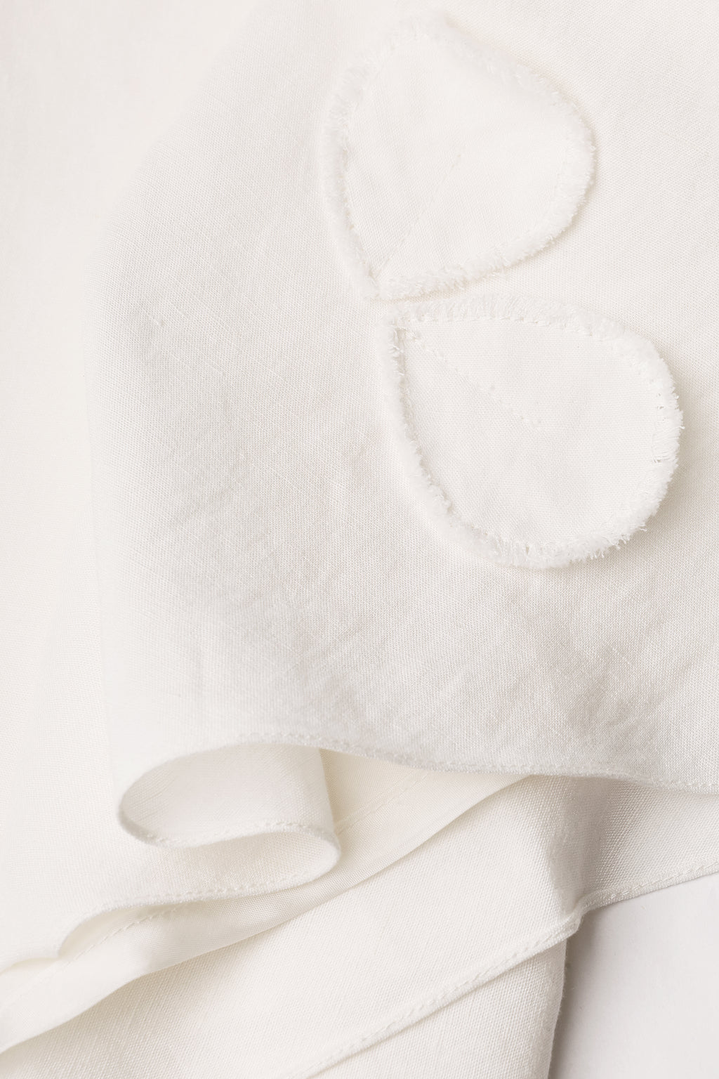 Petal-adorned linen-viscose slip dress in ivory