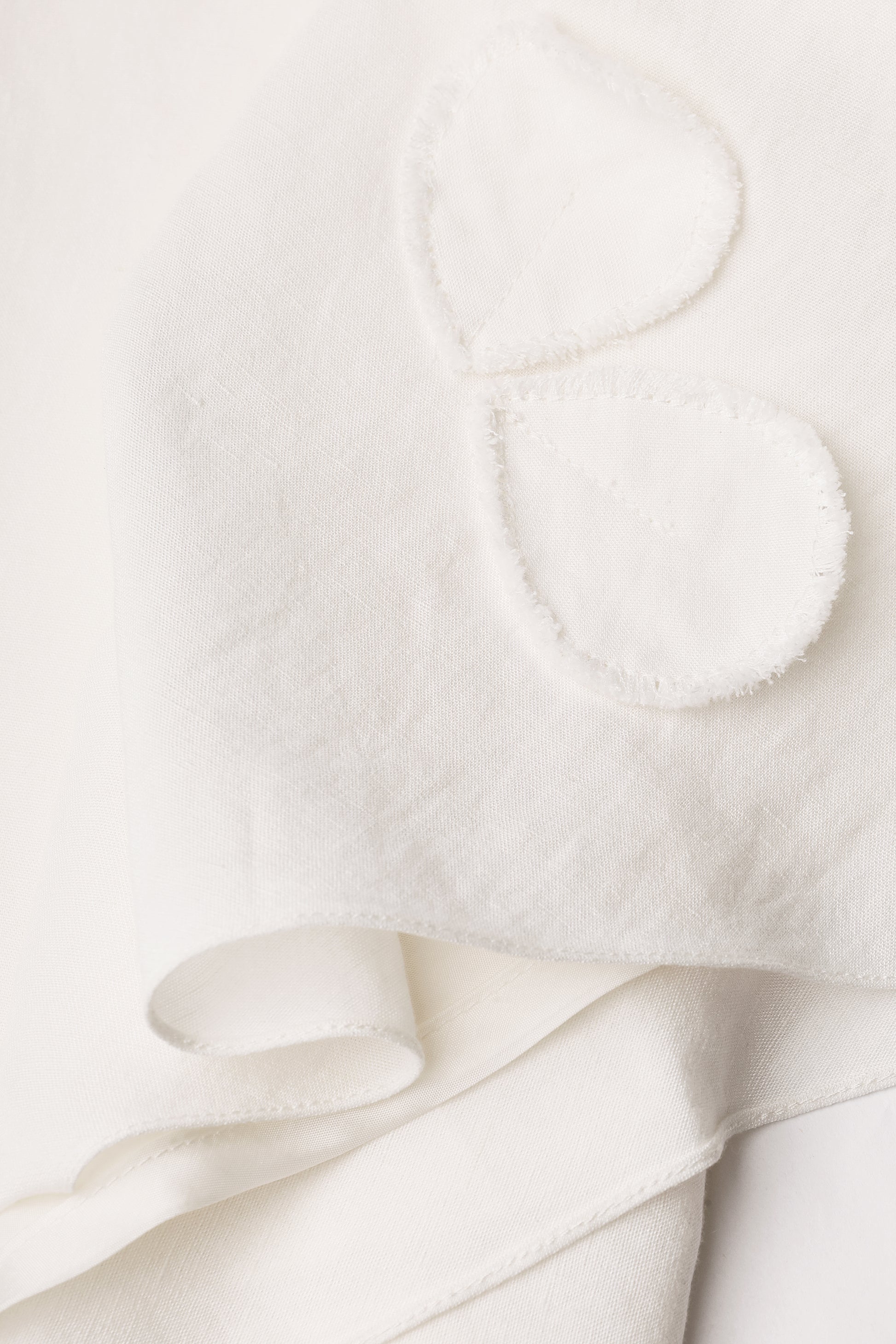 Petal-adorned linen-viscose slip dress in ivory