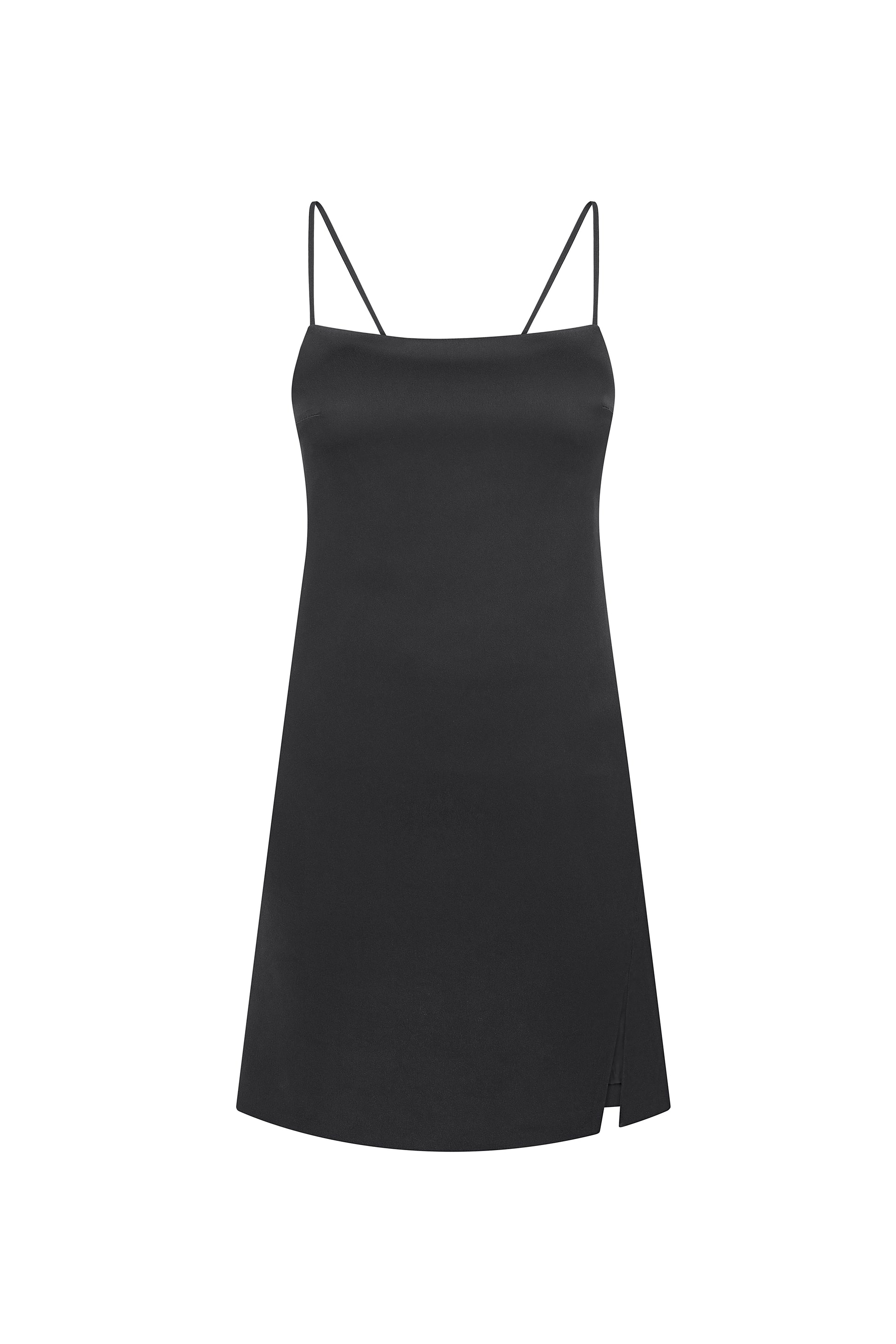 Slip dress with floral appliqué cape in black